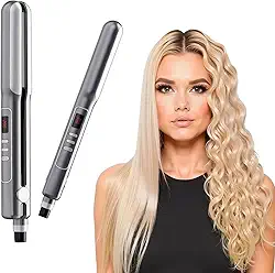 Gat Prancha de Cabelo 2 em 1 – Alisador e Modelador, Bivolt, Compacta e Portátil, Placas de Liga com Revestimento Cerâmico, Aquecimento Rápido, Temperatura Ajustável (Prata)