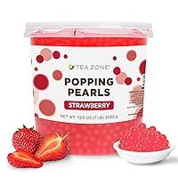 Vista 1 de Tea Zone Popping Pearls. Popping Boba, perlas negras con jugos saborizados, frasco de 7 Lb