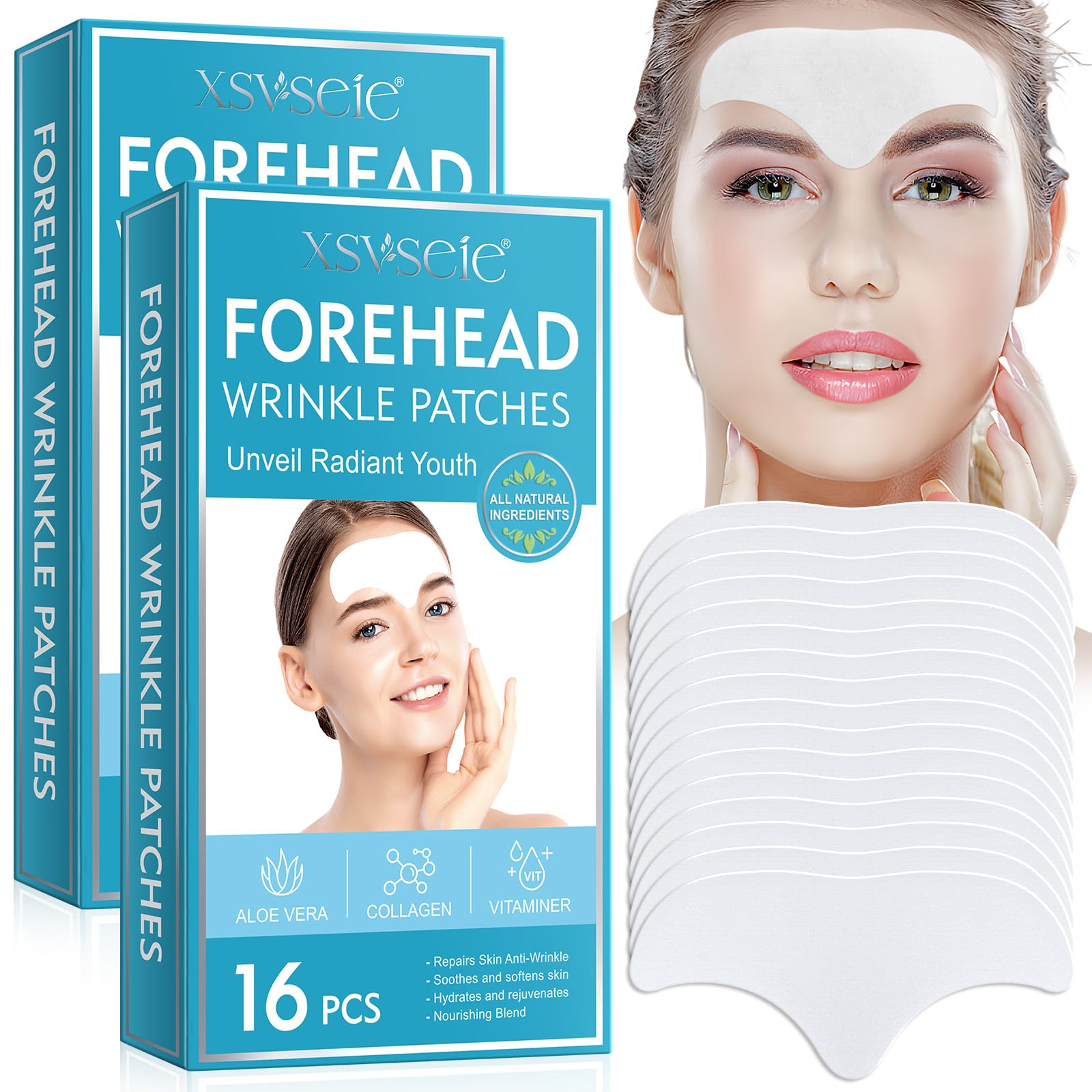 32PCS Forehead Wrinkle Patches, Collagen Forehead Anti Wrinkle Patches with potent anti-aging agents