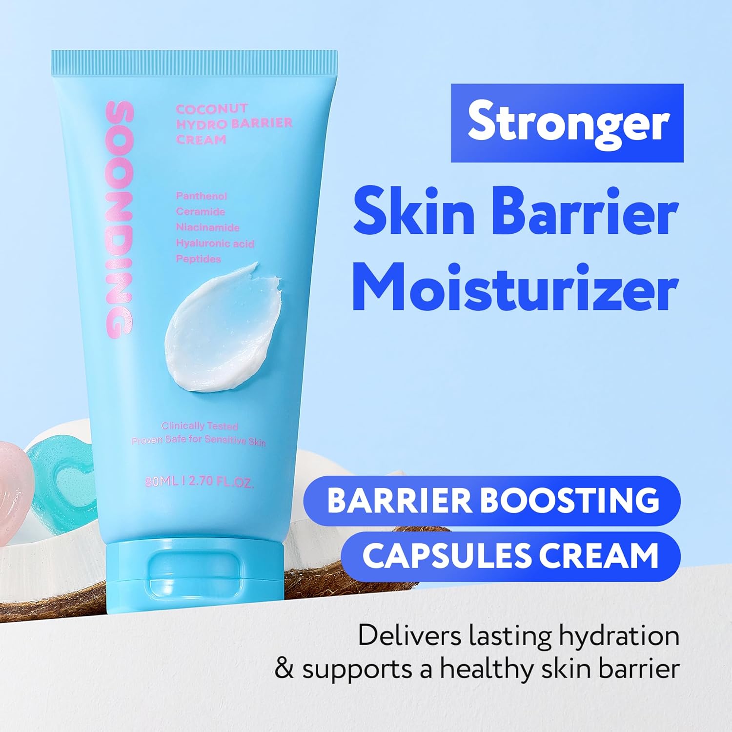 Coconut Hydro Barrier Cream | Soothing & Barrier Repair Moisturizer with Panthenol, Ceramide & Squalane | Non-Greasy, Fragrance Free Capsule Cream Korean Skin Care (80ml / 2.7 fl oz) - Image 2