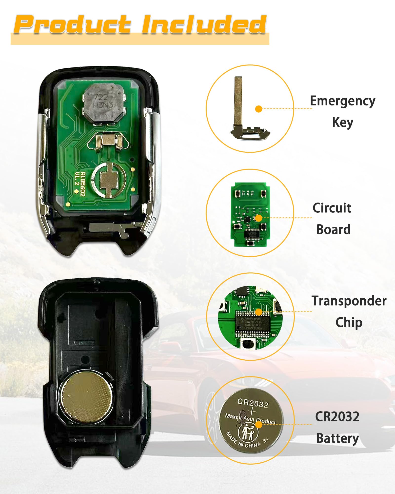Telecomando di ricambio per GMC Sierra Chevy Silverado 1500 2500 3500 2019 2020 2021 2022 Telecomando senza chiave HYQ1EA HYQ1ES 5 pulsanti