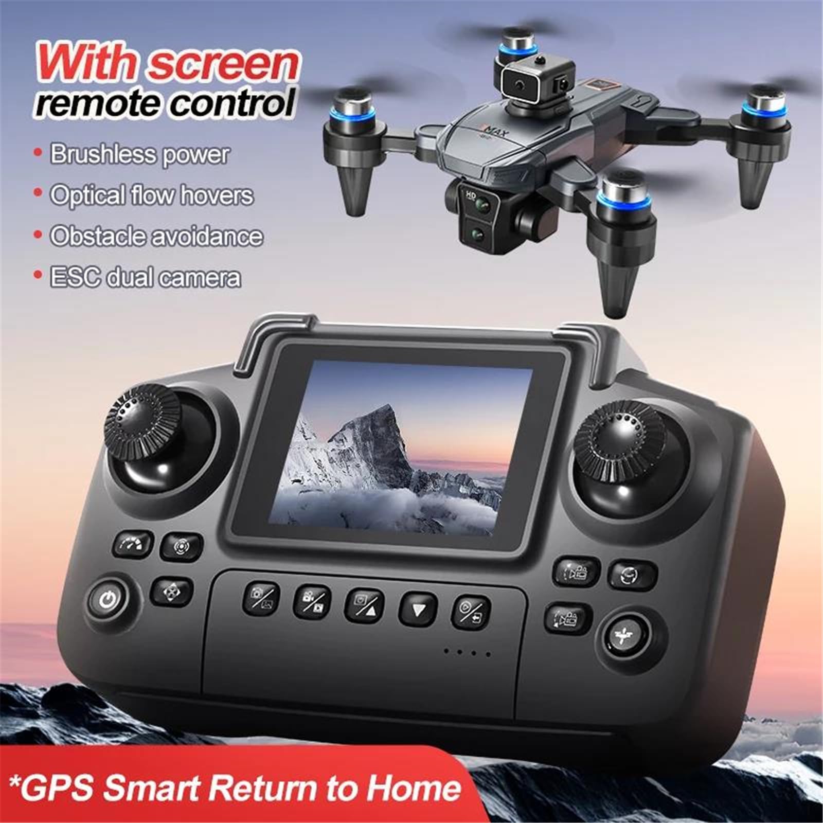 Blanc,Triple Battery,Drone Professionnel k812 Max 4k HD Double caméra GPS avec écran 5g WiFi 360° évitement d'obstacles Drone quadricoptère Pliable sans balais