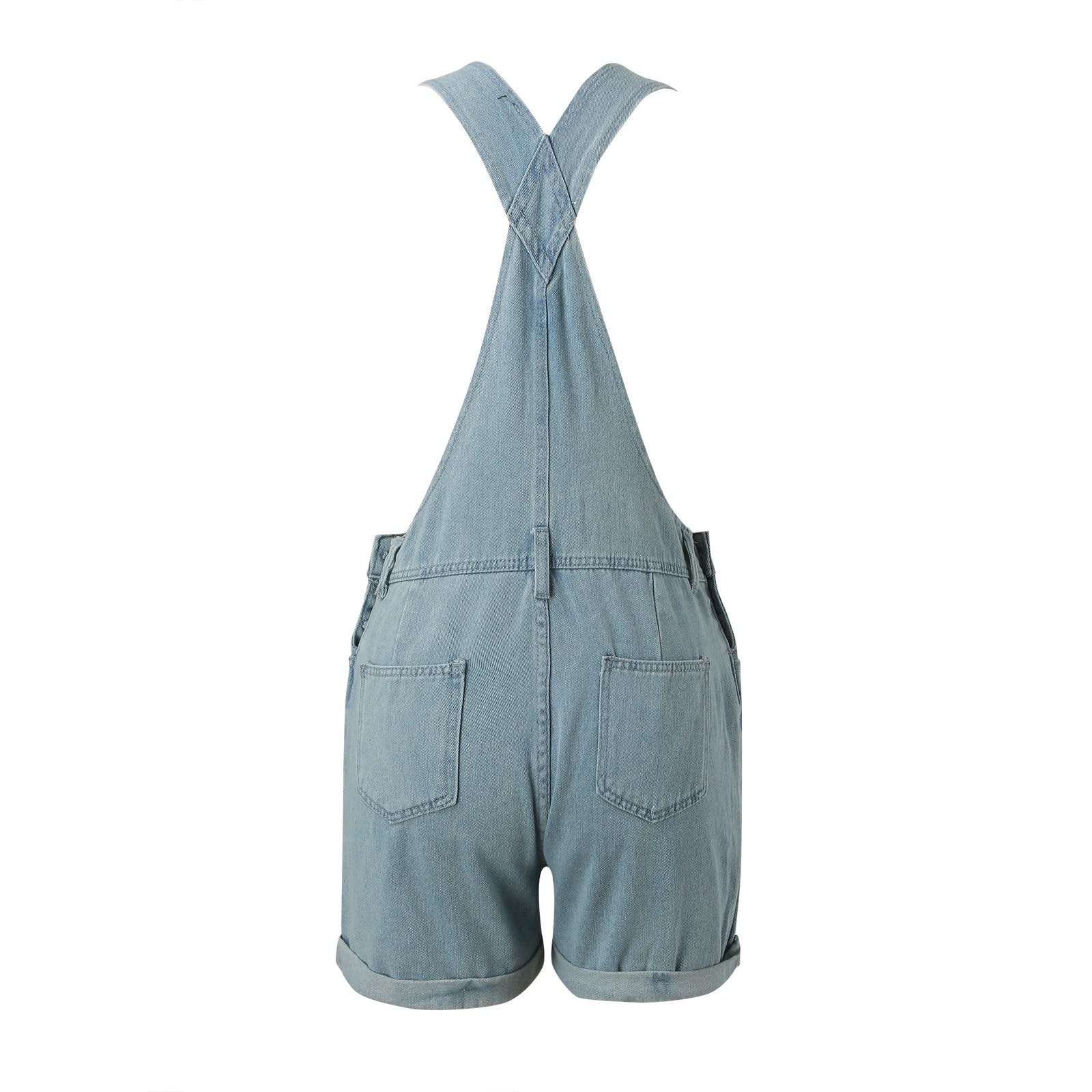 Generisch Salopette in jeans da donna, casual, elasticizzate, regolabili