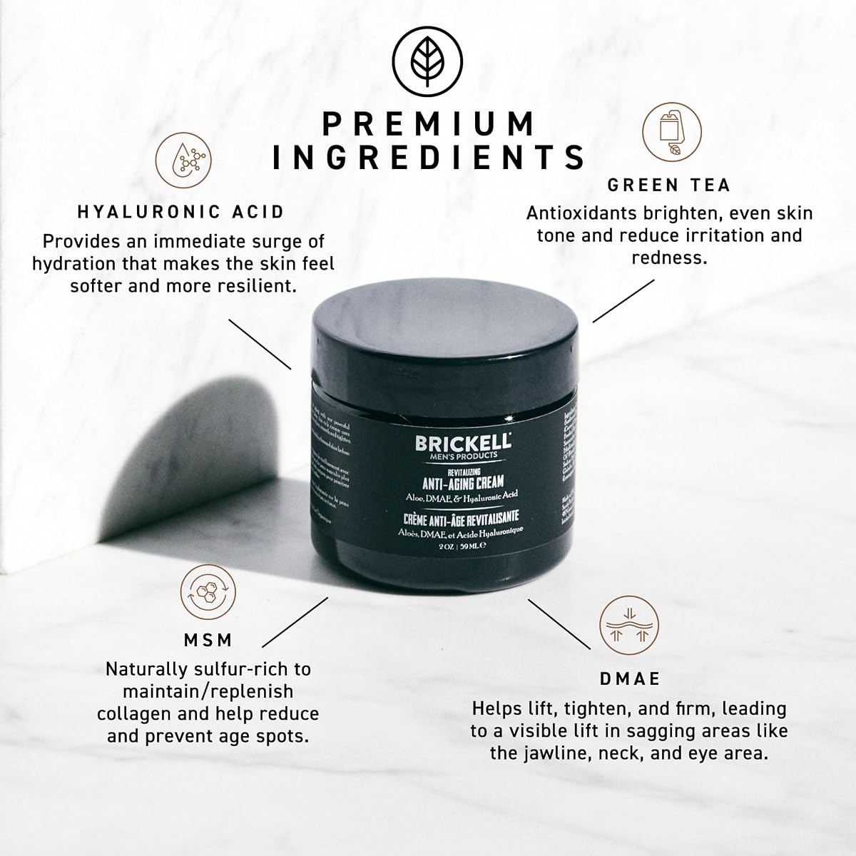 Brickell Men's Revitalizing Anti-Aging Cream For Men, Anti Wrinkle Night Face Cream To Reduce Fine Lines and Wrinkles, With Vitamin E, Jojoba Oil, and Hyaluronic Acid, 2 Ounce, Unscented image 1
