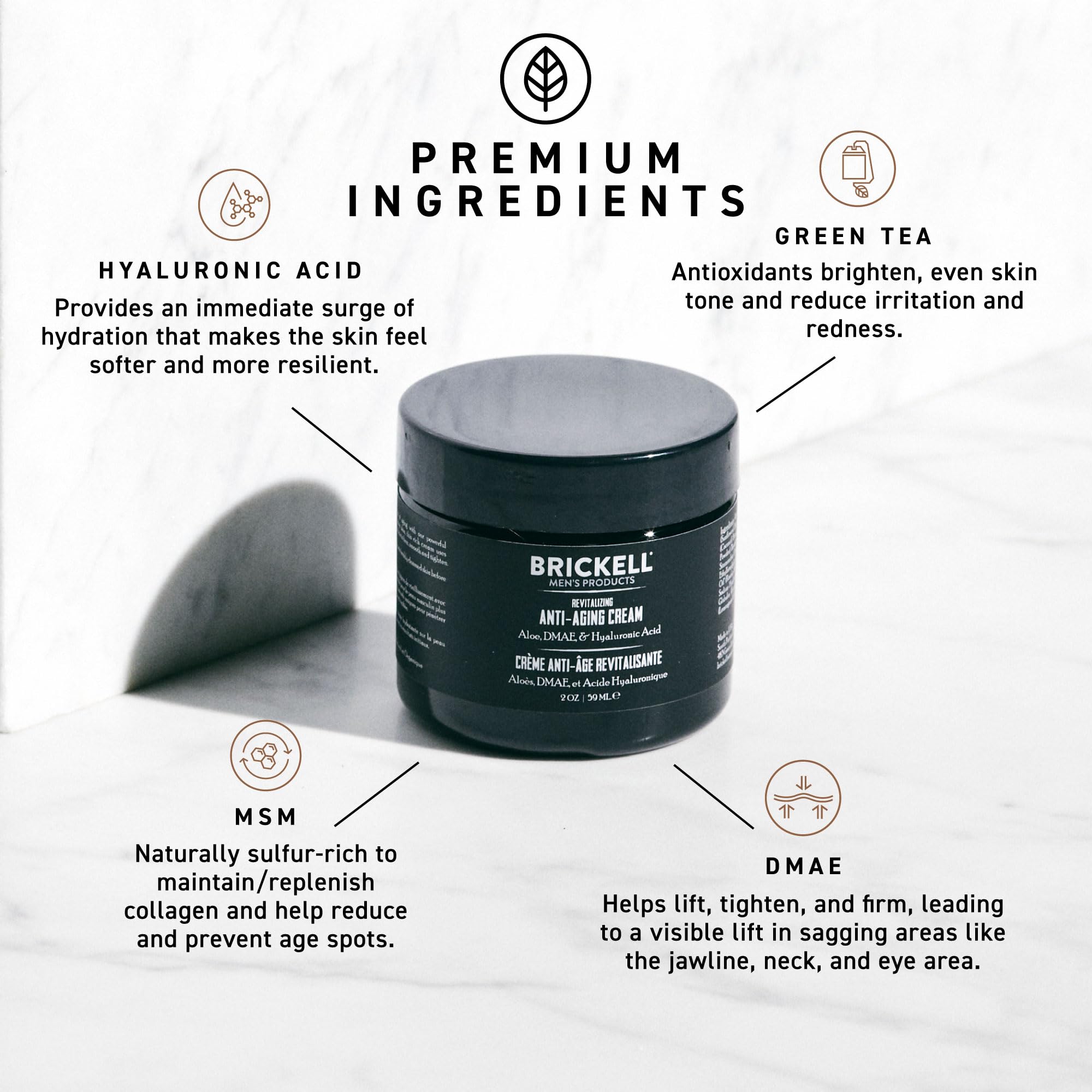 Brickell Men's Products Crème Anti-Âge Revitalisante, Crème Visage Anti-Rides Nuit Naturelle et Bio – 59ml – Parfumée
