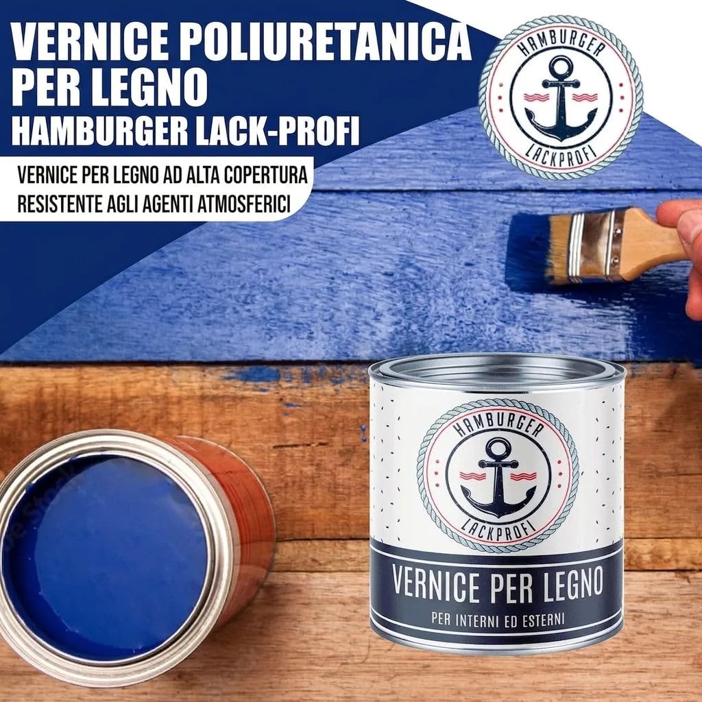 Vernice poliuretanica per legno opaco viola porpora RAL 4007 Lilla Pittura per esterno Pittura per legno Vernice per – rinforzata PU e resistente ai raggi UV + kit (X300) e Diluente (1 L) (20 L) Hambu