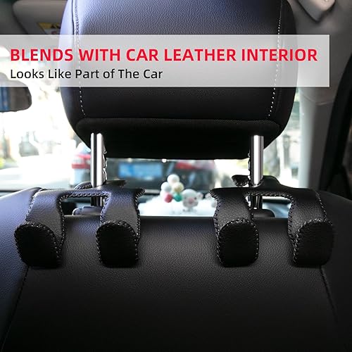 Miniatura 3 de Headrest Hooks for Car, Car Back Seat Storage Organizer Purse Holder Bags Upgraded 2 in 1 Durable Leather Purse Hanger Car Essentials for Women