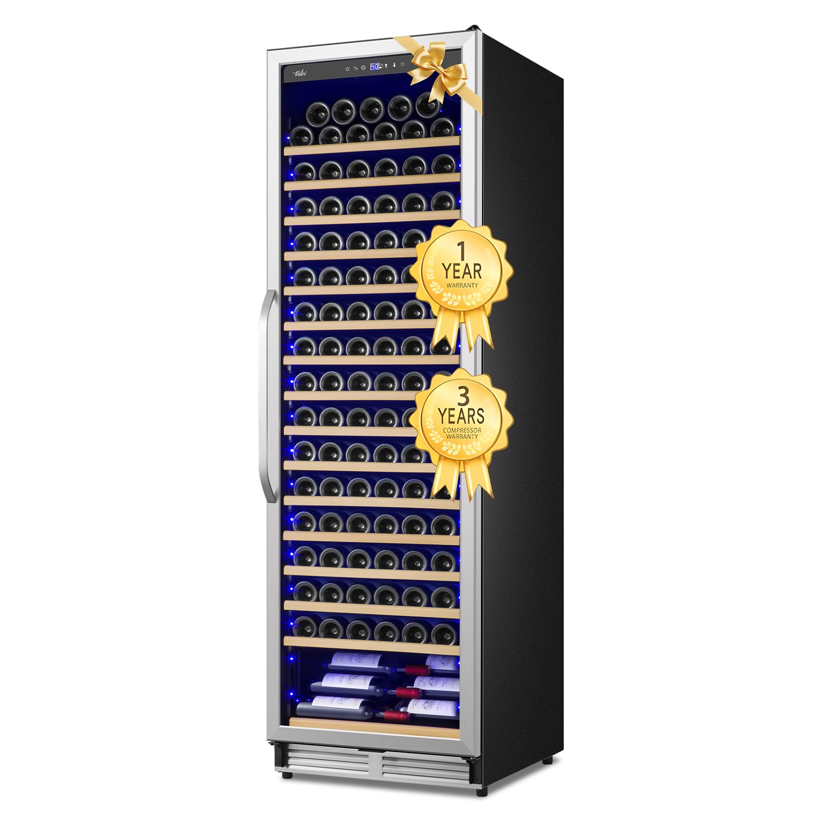 Upgraded 190 Bottles Wine Cooler Refrigerator,24 Inch Wide Wine Fridge with Professional Temperature Control System, Freestanding or Built-in installation, Quiet Operation