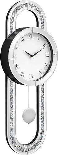 SHYFOY Reloj de pared decorativo de 31.5 pulgadas, reloj de péndulo de cuarzo de calidad silenciosa, relojes de pared grandes con diamante triturado