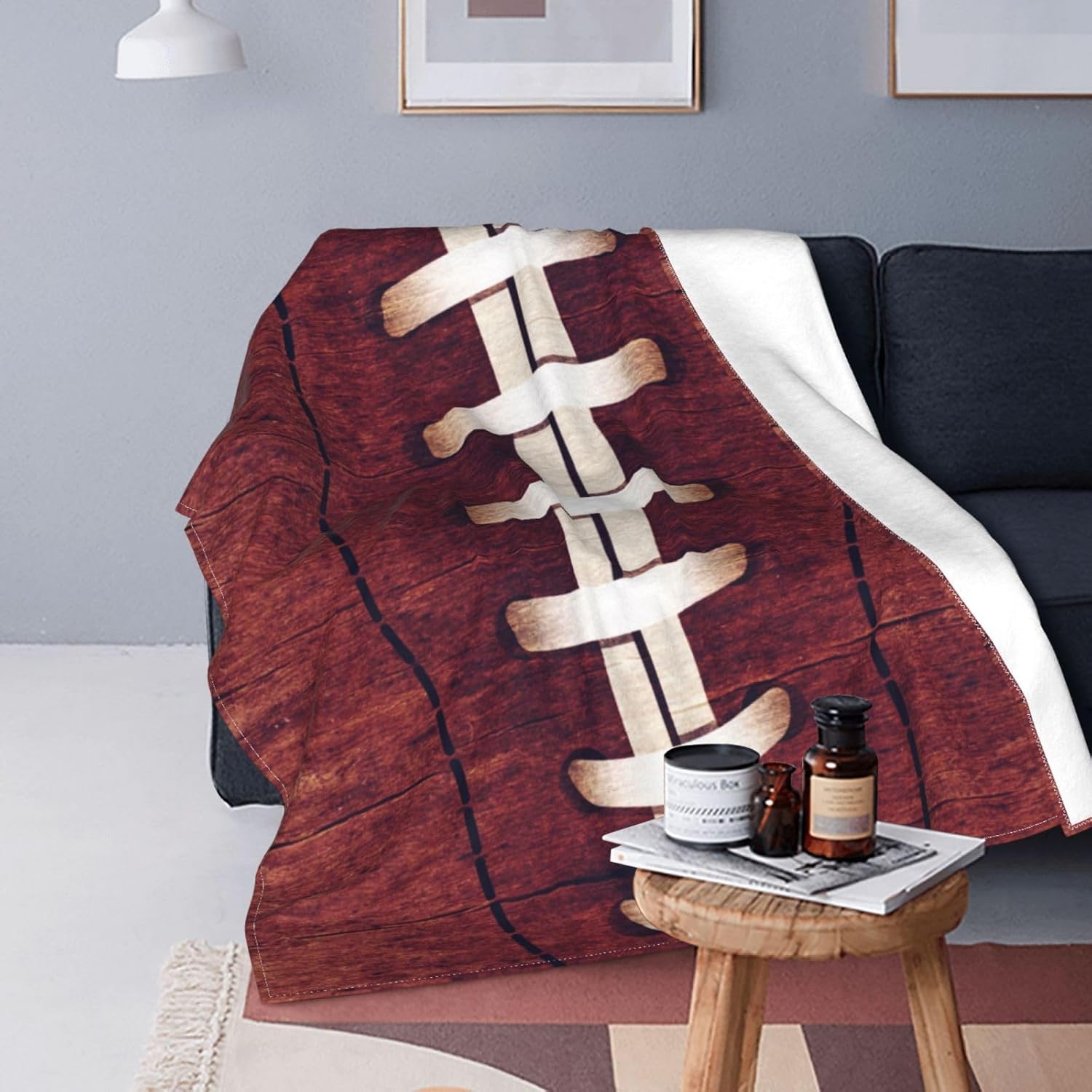 Football Fleece Throw Blanket Soft Flannel Plush Lightweight Warm Cozy Blanket for Men Women Couch Bed Sofa Travel 80"x60"