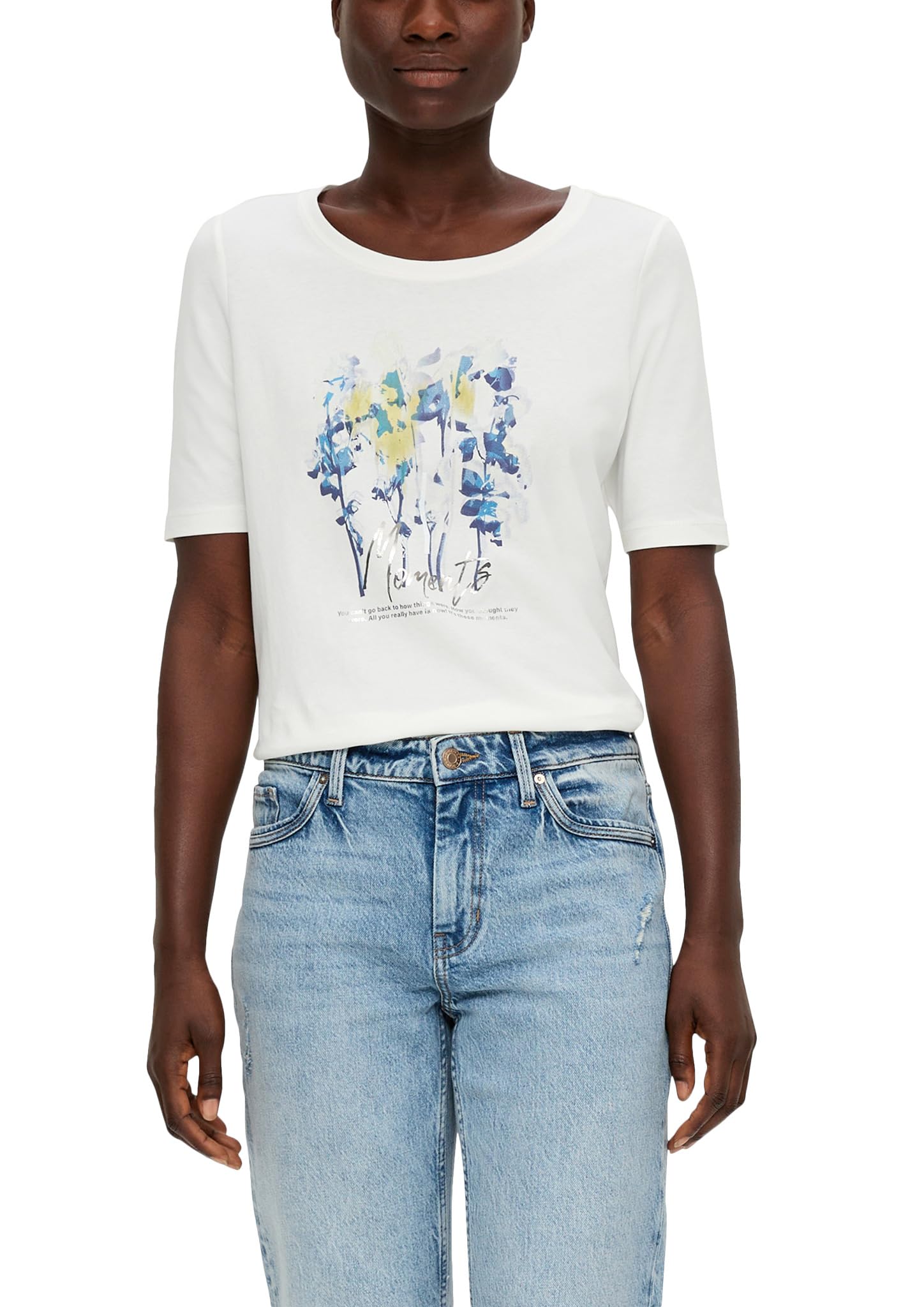 s.Oliver Women's Short-Sleeved T-Shirt White 34, White, 8