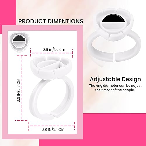 Miniatura 2 de 200 anillos de pegamento para extensiones de pestañas, soporte de anillo de extensión de pestañas, suministros técnicos profesionales, ajustables,
