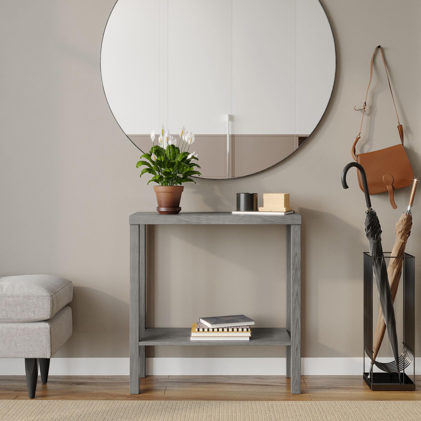 URBNLIVING 2-Tier Wooden Narrow Console Side Table, Entryway Hallway Furniture - Image 2