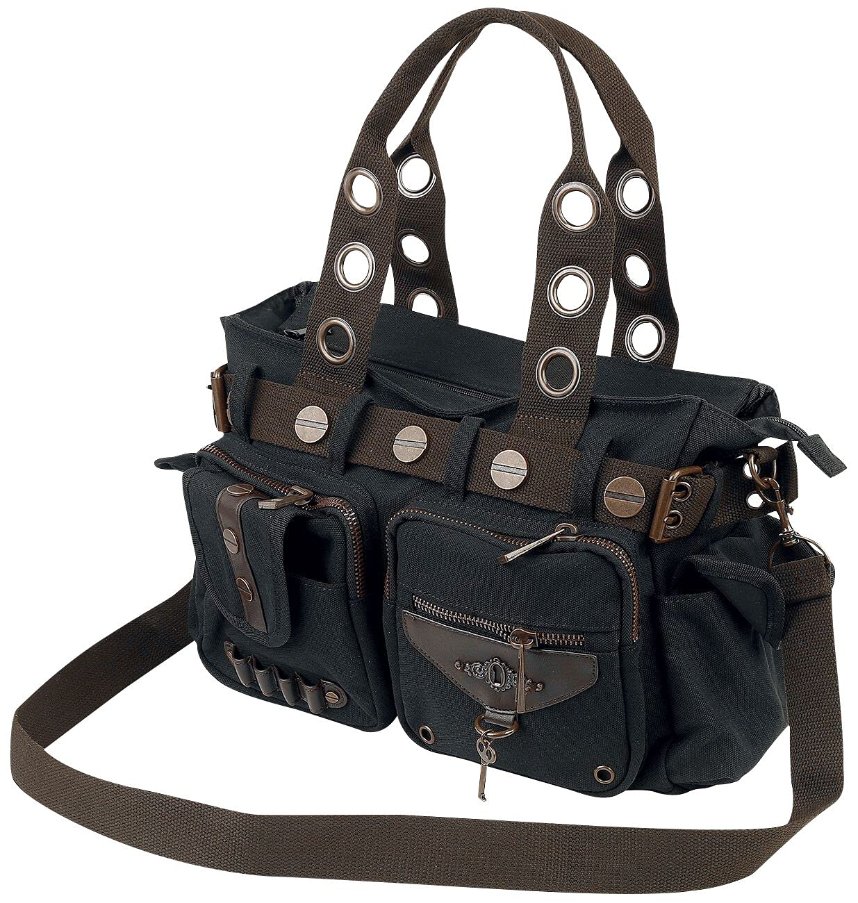 Banned Alternative Black Brown Key Bag Unisex Umhängetasche schwarz Gothic