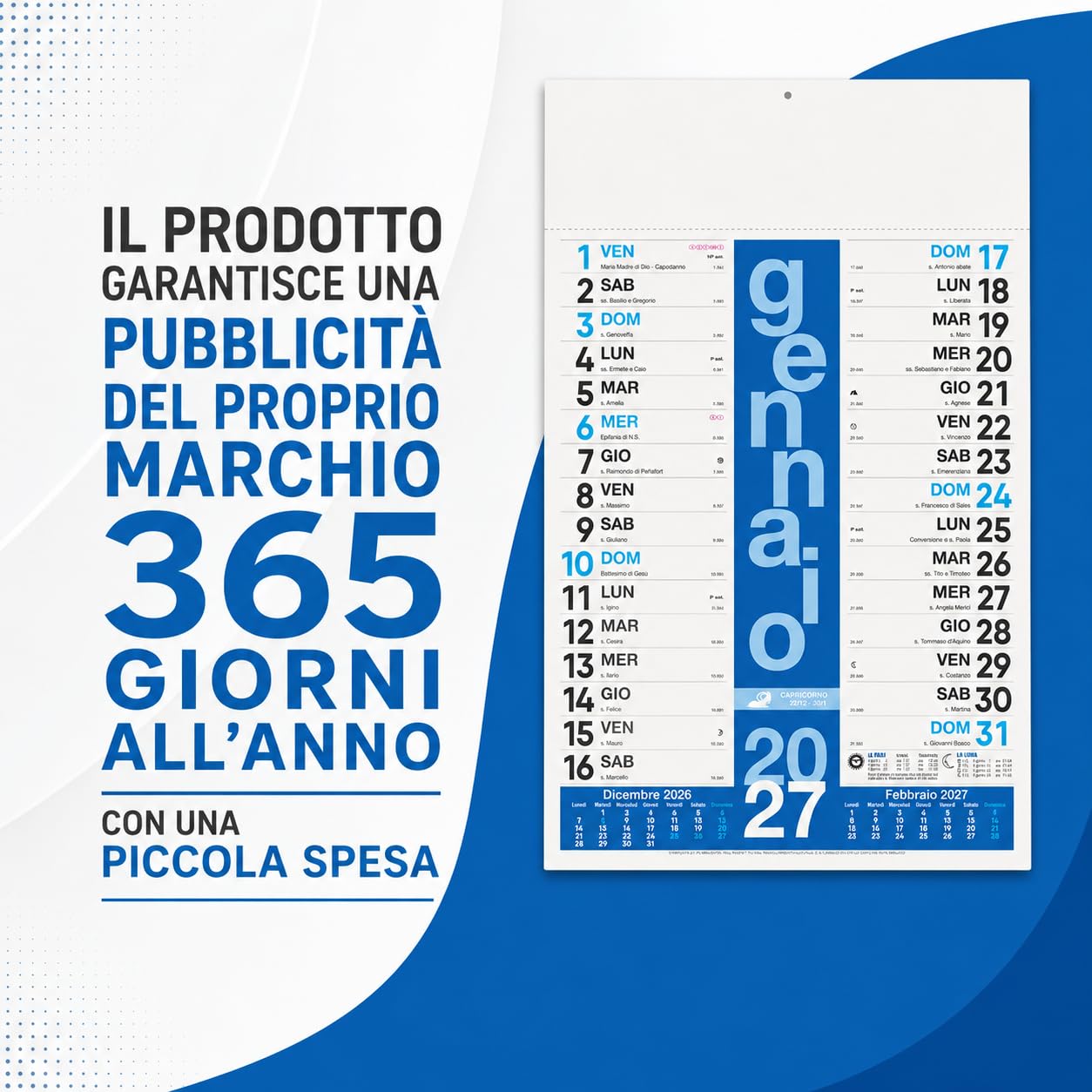 Calendari Personalizzati 2027 in Stock da 100 Pezzi Olandesi Grandi da Muro Notes sul Retro per Gadget Pubblicitari di Fine Anno e come Omaggio per i Clienti o Regali Aziendali | PA430