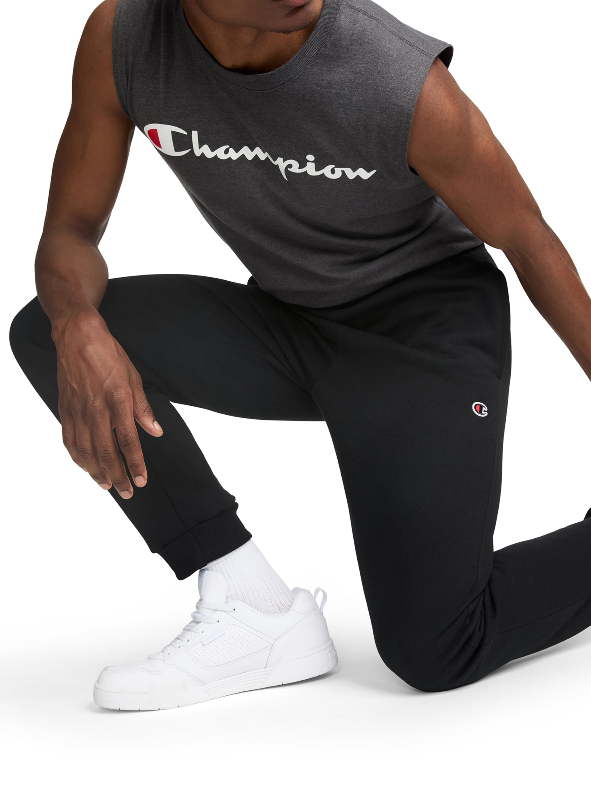 Champion Męskie spodnie dresowe Powerblend Retro Fleece Jogger, Czarny, L