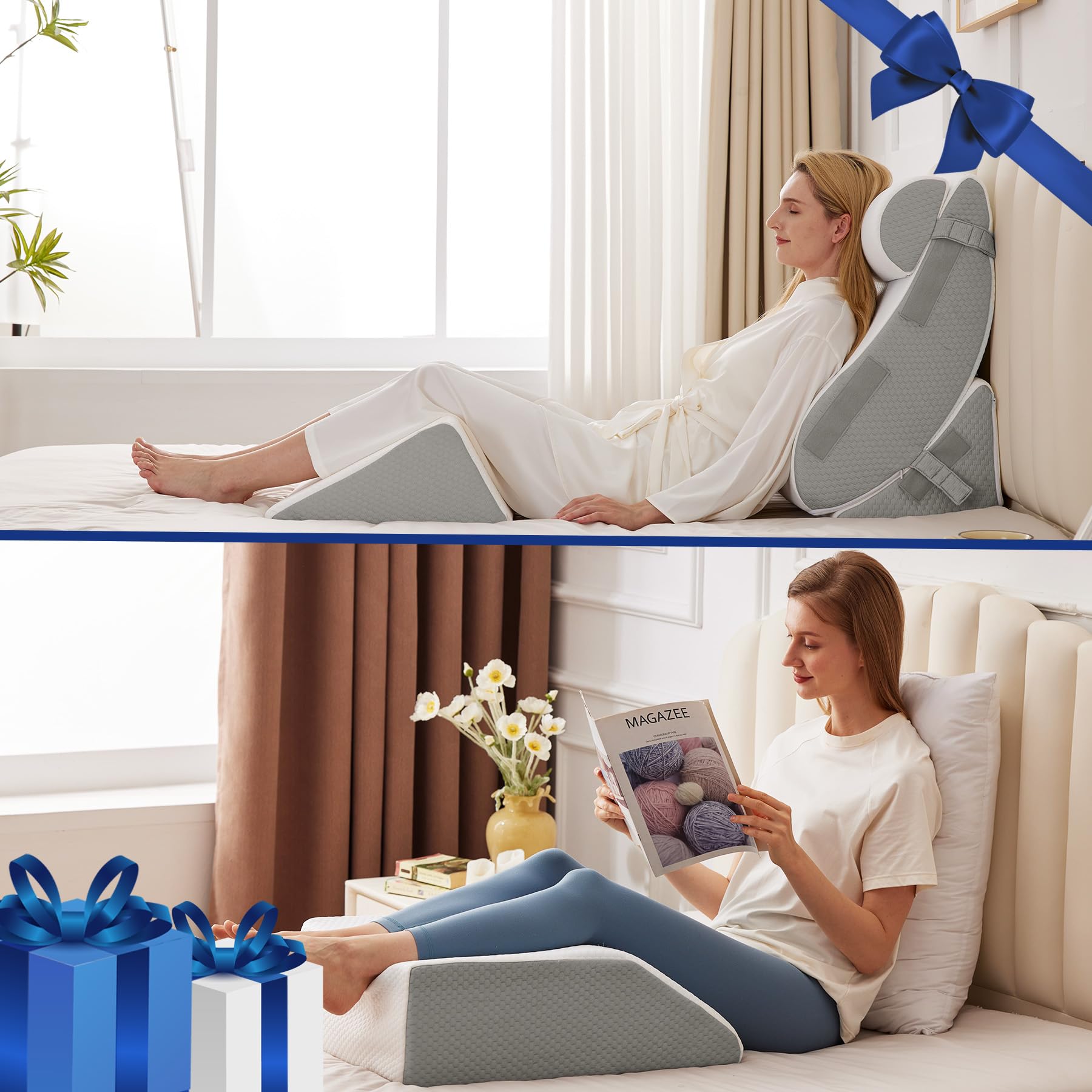 ( incomplete) Orthopedic Bed Wedge Pillow Set 4Pcs &Leg Elevation Pillow