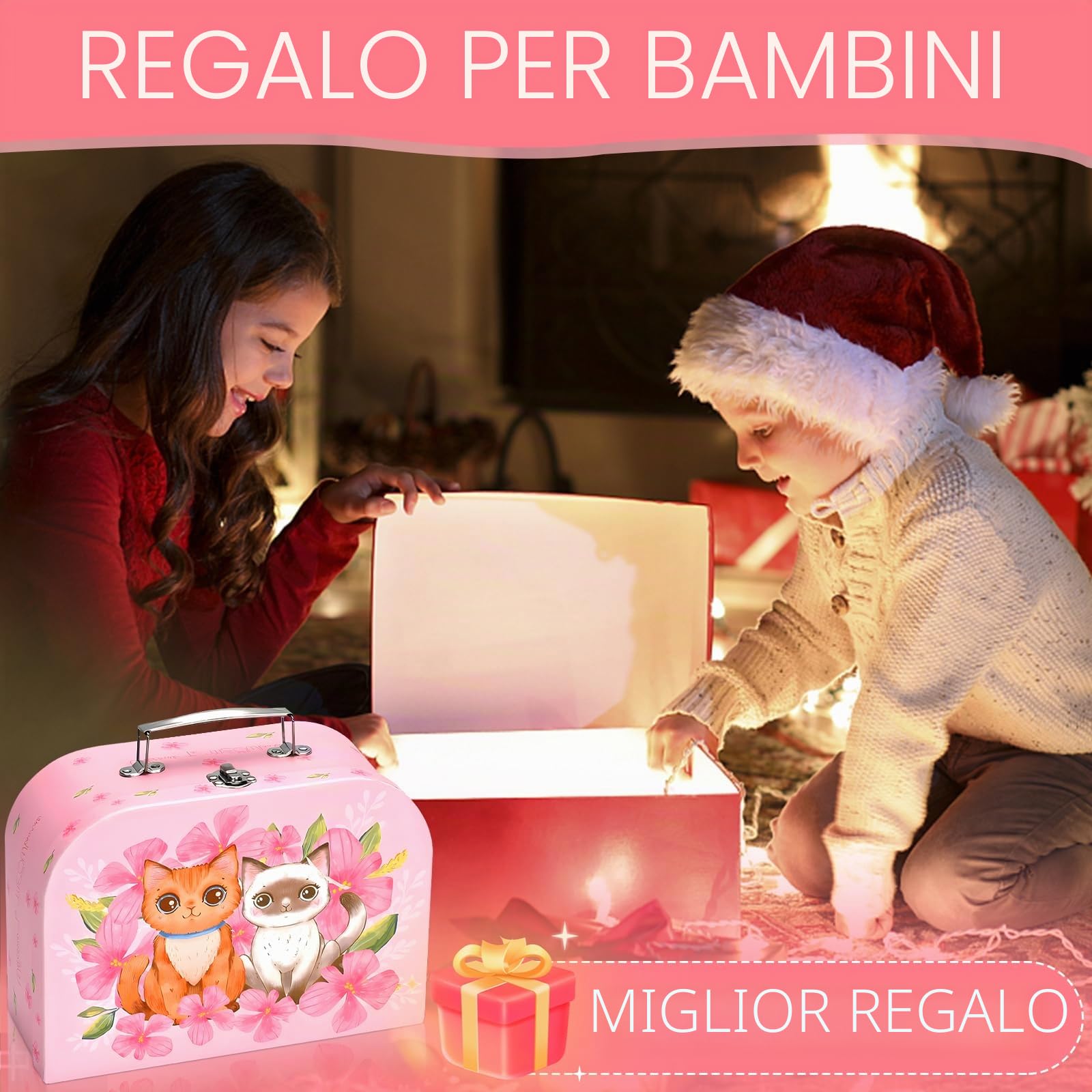 ZLPBAO Servizio da tè per bambini, 50 pezzi, set da tè per bambini, con valigetta per gattini, gioco di ruolo, giocattolo per piccoli servizi da tè con dessert, giochi di ruolo, regalo per ragazze 3