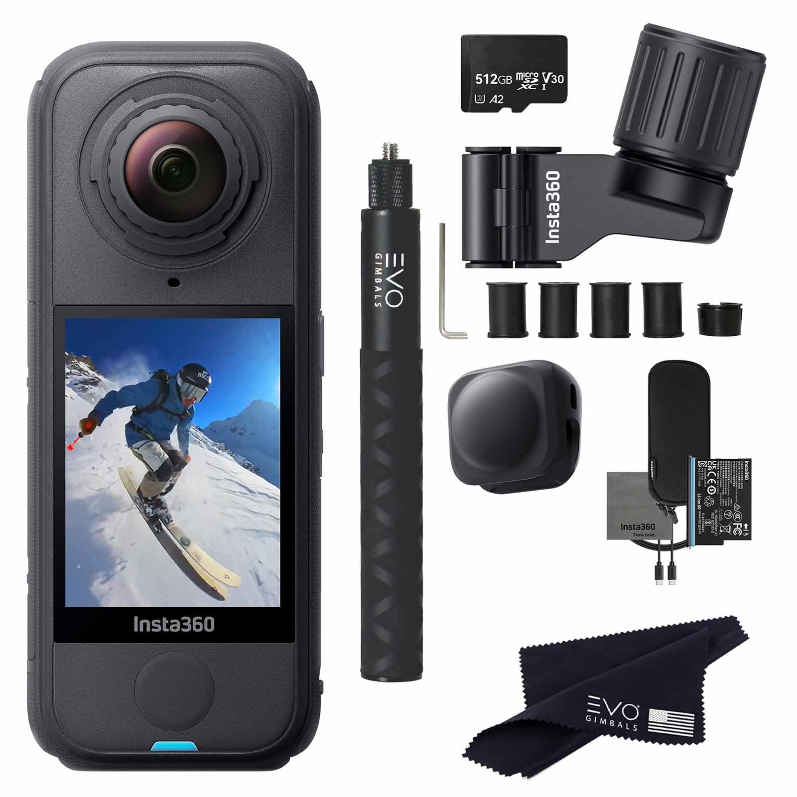 Insta360 X4 Air Skiing Bundle | Lightest 8K 360 Action Camera for Epic Adventures, Replaceable Lenses, for Action, Travel, Vlog| Bundle Includes Ski Pole Mount, Invisible Selfie Stick, Lens Cap(512GB)