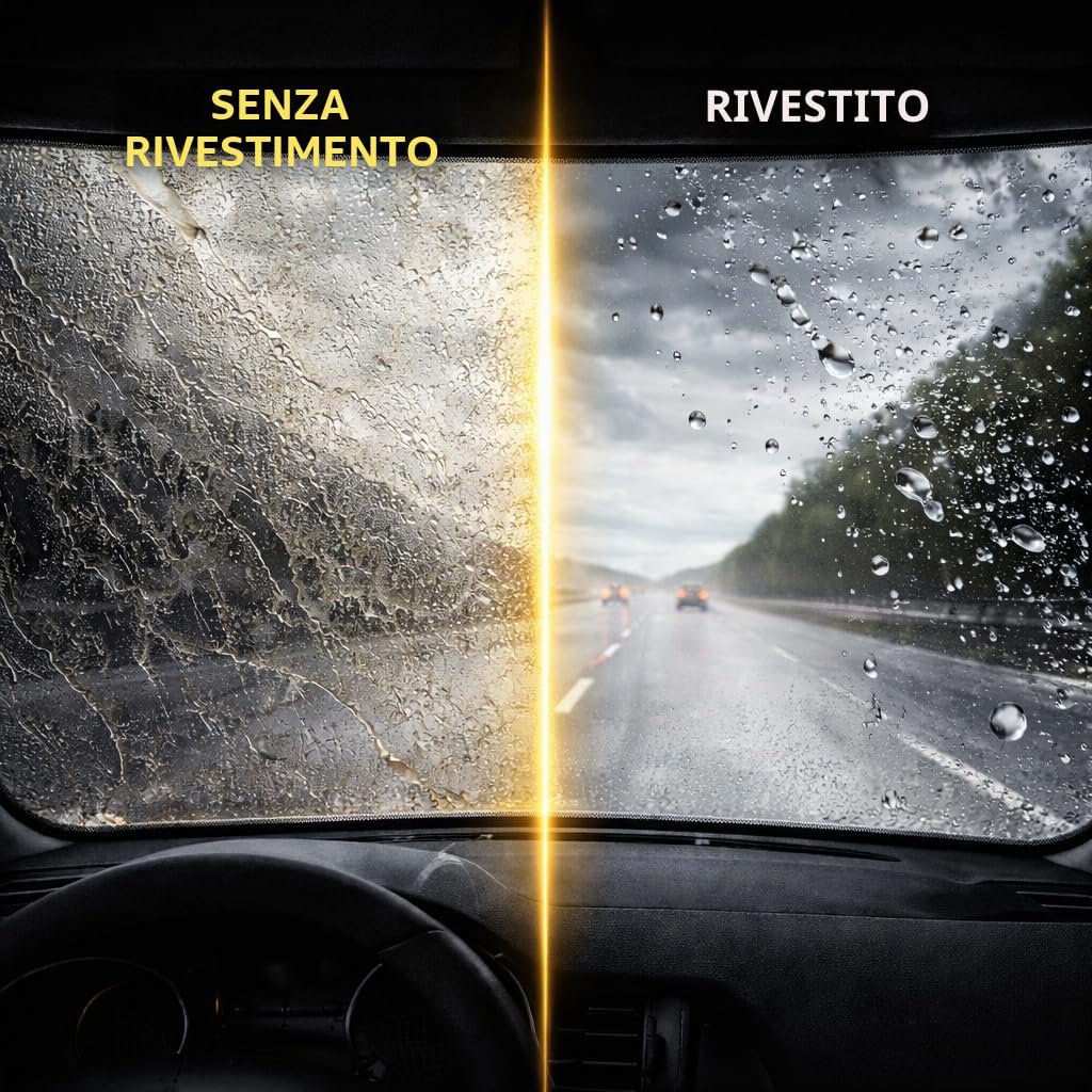 Glass Coat 20ml – Rivestimento Ceramico per Parabrezza e Finestrini | Protezione Idrorepellente, Migliorata visibilità e Resistente all'Acqua per Parti in Vetro
