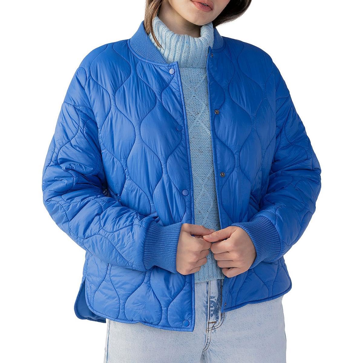 SanctuaryWomens Vancouver Quilted Lightweight Bomber Jacket Blue XXL