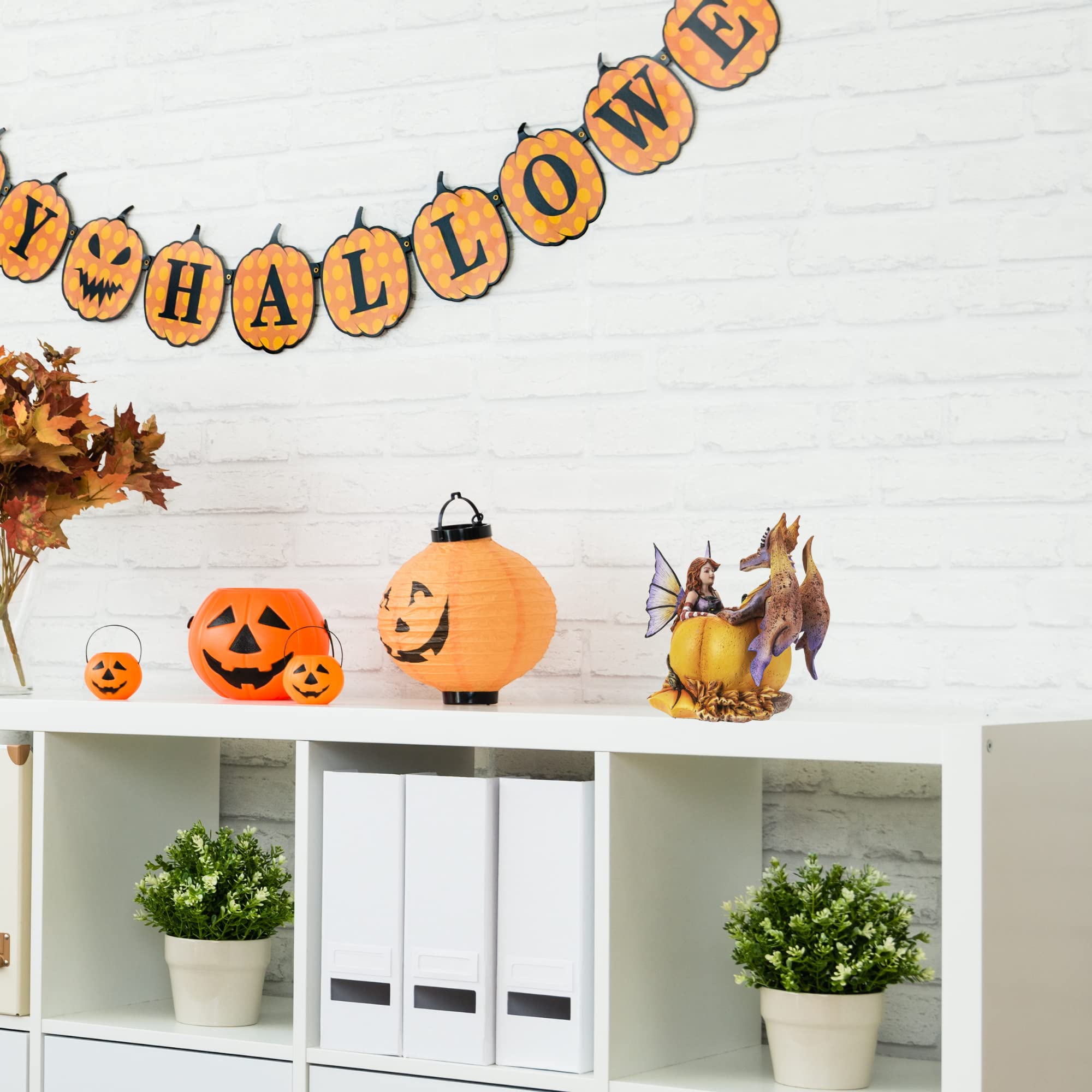 Pacific Giftware Figura de hadas y drag n en calabaza, decoraci n de interiores y exteriores para Halloween, jardines de hadas y propietarios nuevos, tama o de 5.7 x 4.5 x 6.3 pulgadas