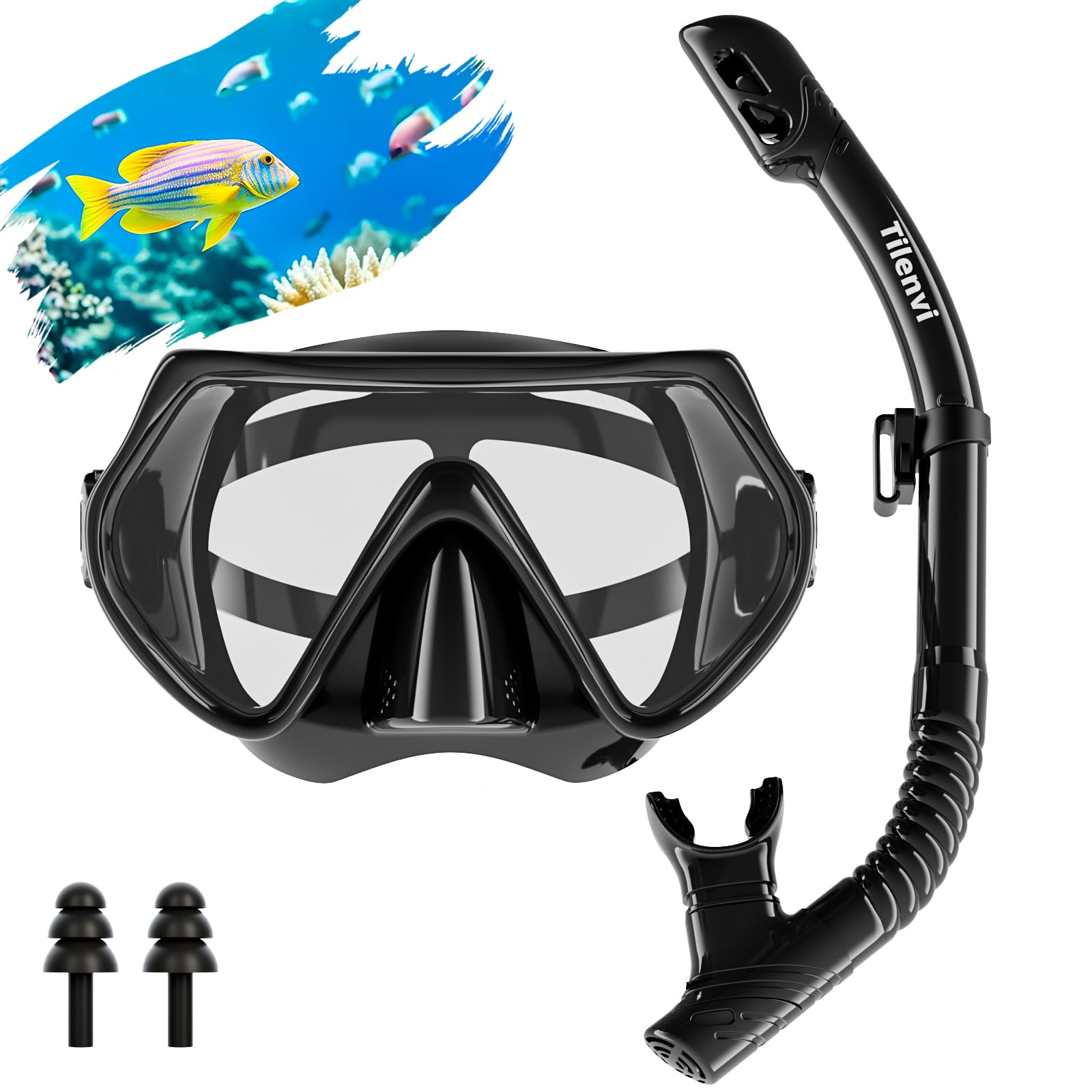 Gafas de Buceo Adulto, Gafas Buceo Gran Angular 180°, Mascara Buceo Fabricadas en Vidrio Templado y, Sello De Banda de Silicona, Antifugas y Antivaho, Adecuadas para Bucear Nadar