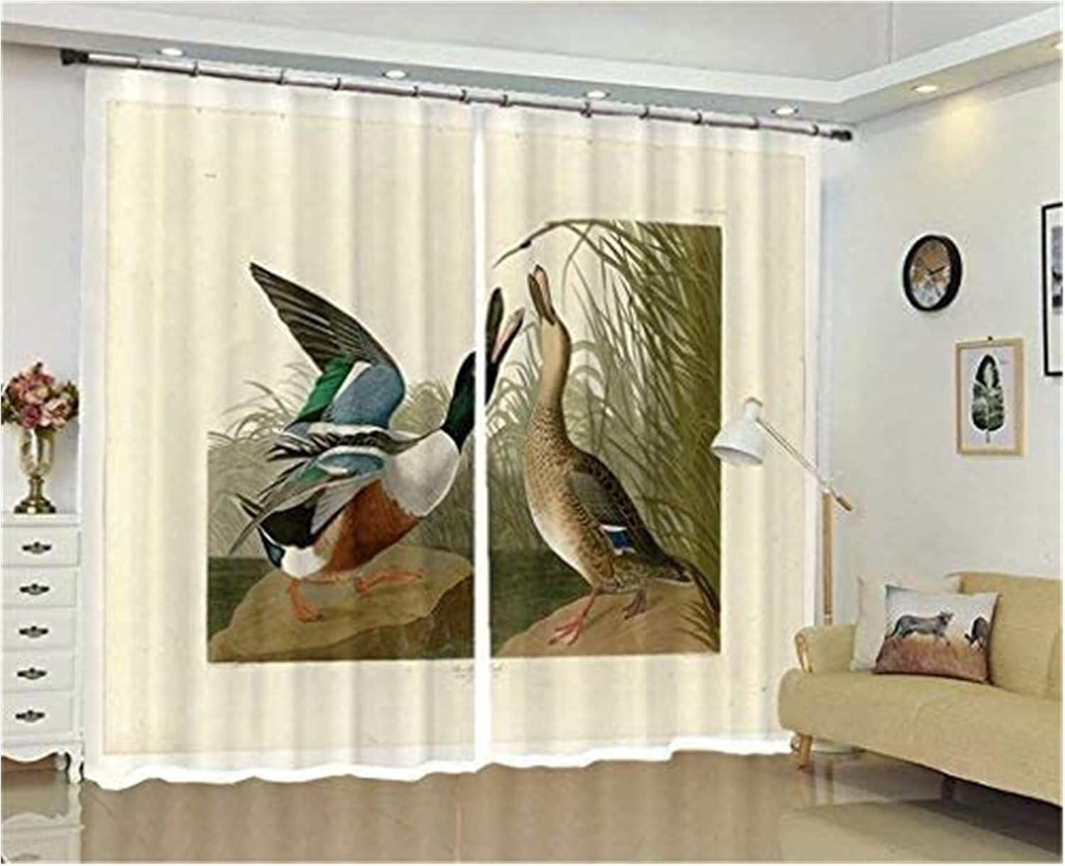 Thermal Insulated Blackout Curtains, 3D Digital Print 100% Polyester Energy Saving & Noise Reducting for Living Room Bedroom Dining Room Kids Room (Color : A, Size : 203 * 160cm)