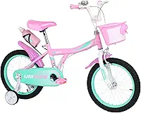 BICICLETA INFANTIL UNITOYS TIFFANY ROSA ARO 16, RODINHAS LATERAIS, FREIO DIANTEIRO E TRASEIRO, PROTETOR DE CORRENTE, PARALAMAS, CESTINHA, GARRAFINHA, BUZINA, SUPER RESISTENTE