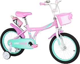 BICICLETA INFANTIL UNITOYS TIFFANY ROSA ARO 16, RODINHAS LATERAIS, FREIO DIANTEIRO E TRASEIRO, PROTETOR DE CORRENTE, PARALAMAS, CESTINHA, GARRAFINHA, BUZINA, SUPER RESISTENTE