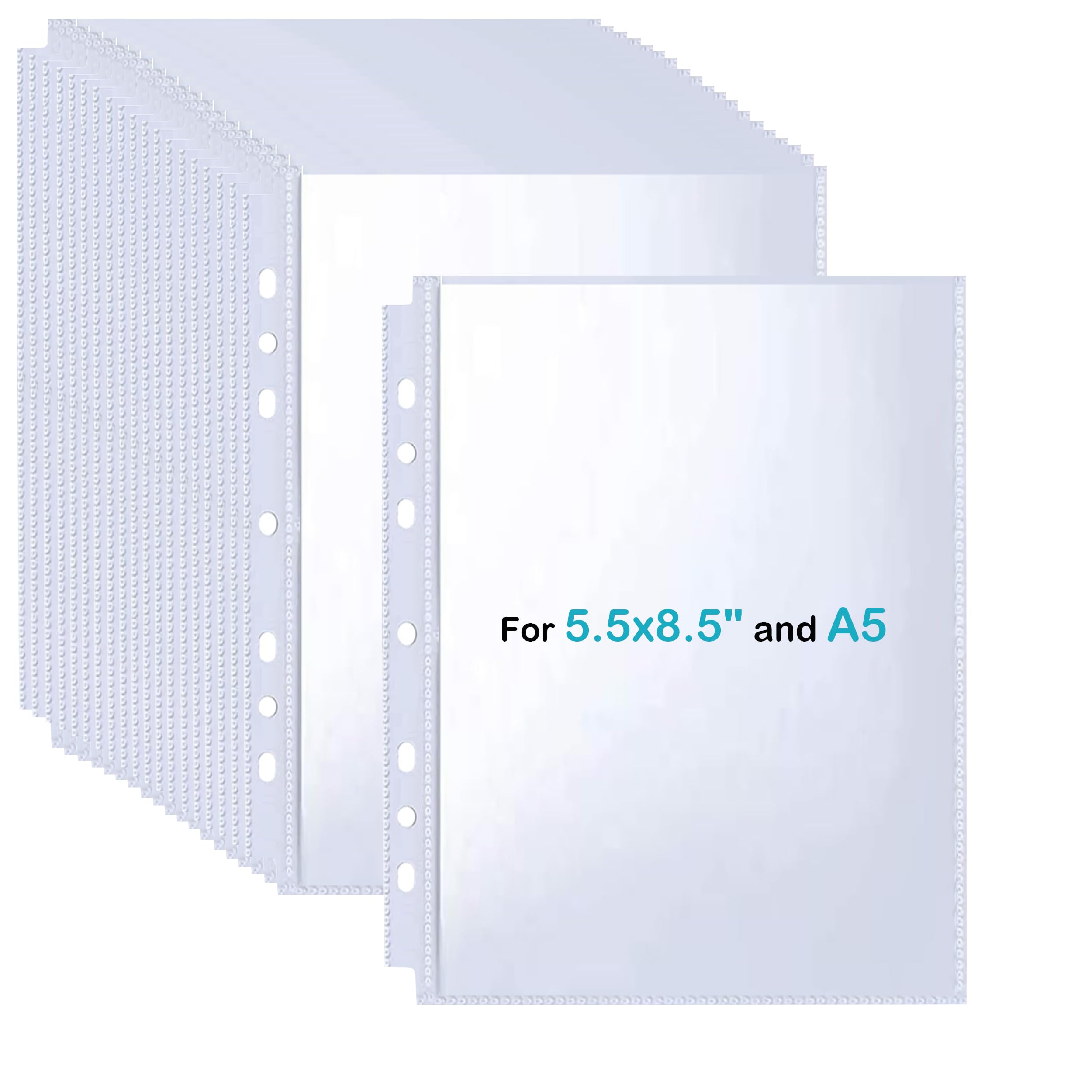 30 Pack 5.5x8.5 Sheet Protectors for 6 or 3 Ring 8.5x9.5 Mini Binders, Double-Sided Top-Loading Pockets, A5 Page Protectors