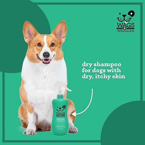 Miniatura 4 de Wags & Wiggles Spray antipicazón para perros  Champú seco sin agua para perros con piel seca, picazón o sensible  Aroma de kiwi que le encantará a