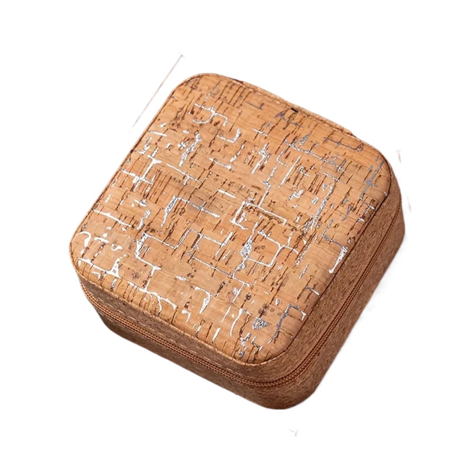 ESTDKMNOS Portable Jewellery Case， Cork Portable Jewellery Box Organiser Earrings Necklaces 10x10x5cm(Style2)