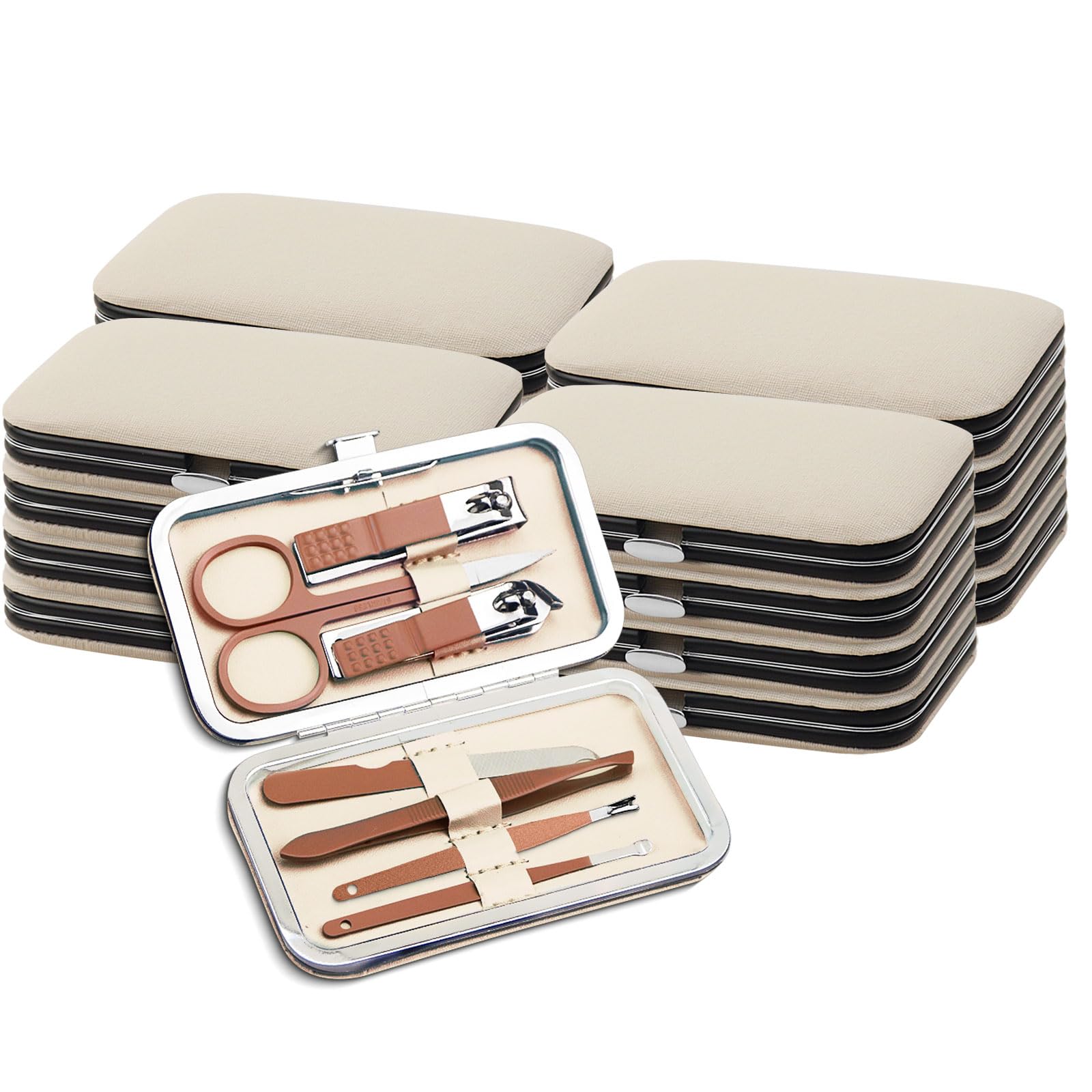 Juego de manicura a granel, kit de cortaúñas de acero inoxidable, juego de cortaúñas resistente, cortador de puntas de uñas, cortaúñas profesional, kit de pedicura personal, regalo negro (24 unidades,