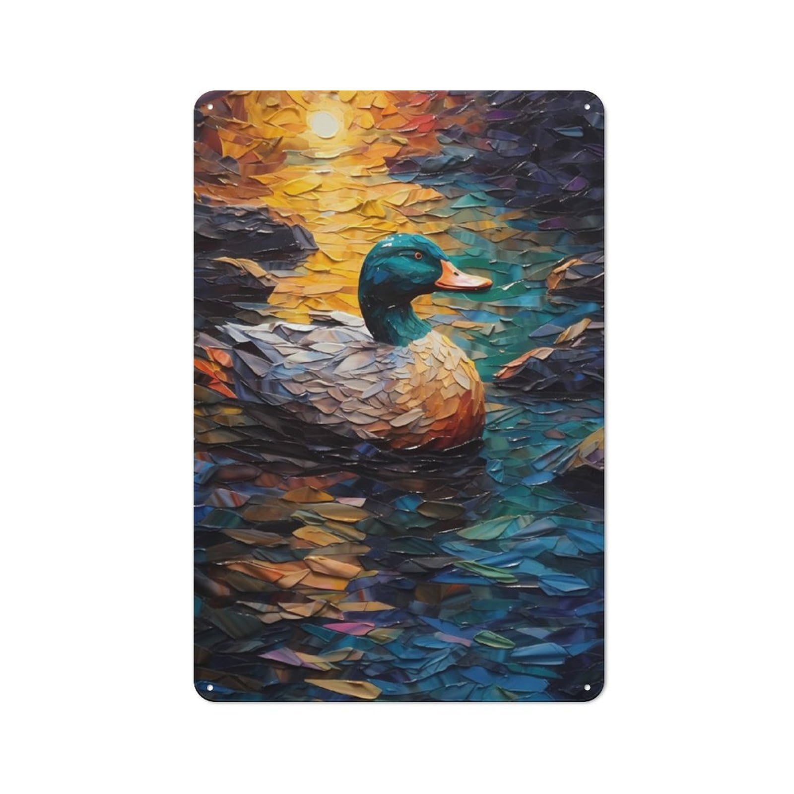 Junmoney Duck Colorful Tin Sign 30X20cm With For Workshop Wall, Vintage Decor, For Metal Sign Collectors, For Garage And Workshop Walls