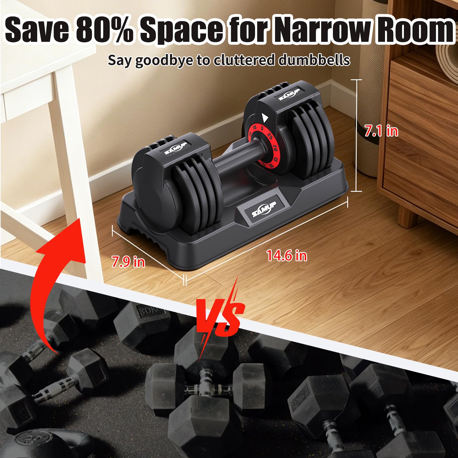 Adjustable Dumbbell Set of 2, 50LBS/100LBS Weights Dumbbell Set with Storage Box, 25lbs/50lbs Pair Adjustable Weights with Anti-slip Silicone Grip, 5-in-1/10-in-1 Quick-Lock Hand Weight Set For Home Gym Suit both Men and Women