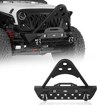 u-Box JK Stubby Front Bumper w/Stinger Rhinoceros & Winch Plate Fits for Jeep Wrangler JK & JKU 2007-2018