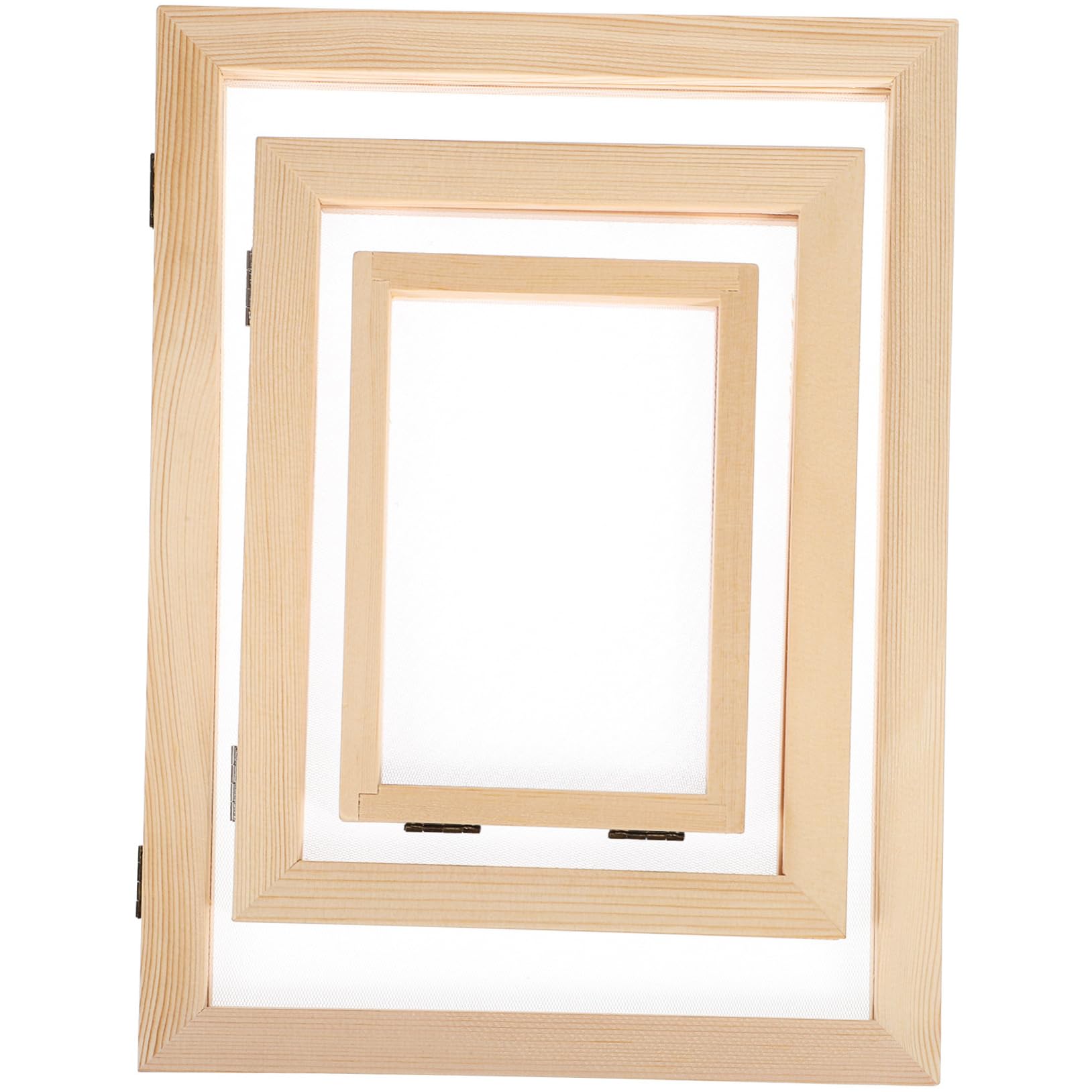 Gogogmee 3Pcs Wooden Paper Making Frame Natural Crafting Screens for Homemade Paper Includes Easy to Clean and Use