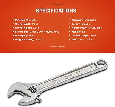 Crescent 10 Adjustable Wrench - Boxed - AC210BK | Boxed, Laser-Etched SAE and Metric Scale, Hex Jaw Design, 1-5/16 Inch Jaw Capacity Fits a Wide Range of Fasteners