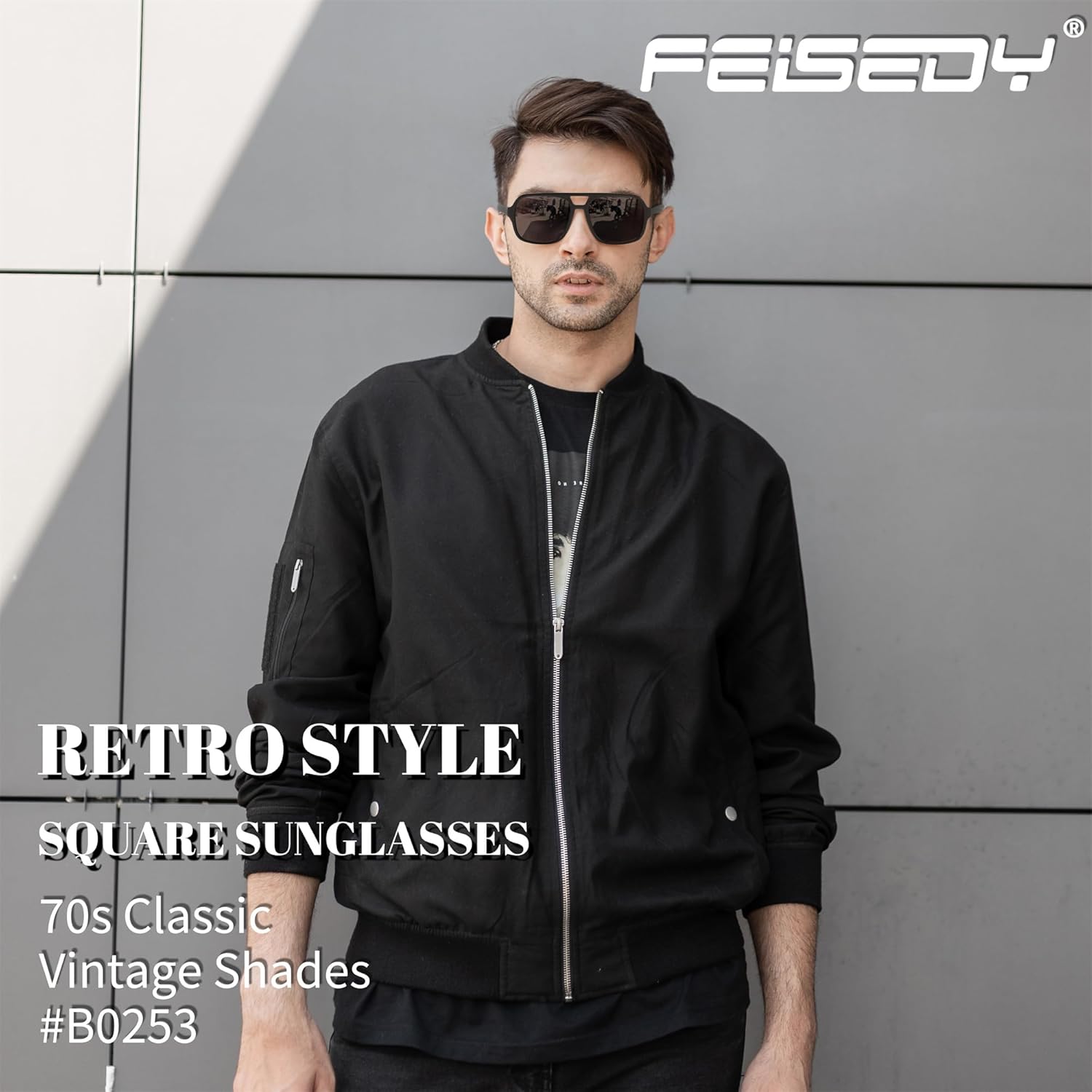 FEISEDY Retro Aviator Sunglasses for Women Men 70s Classic Vintage Shades Trendy Square Sun Glasses B0253 - Image 2