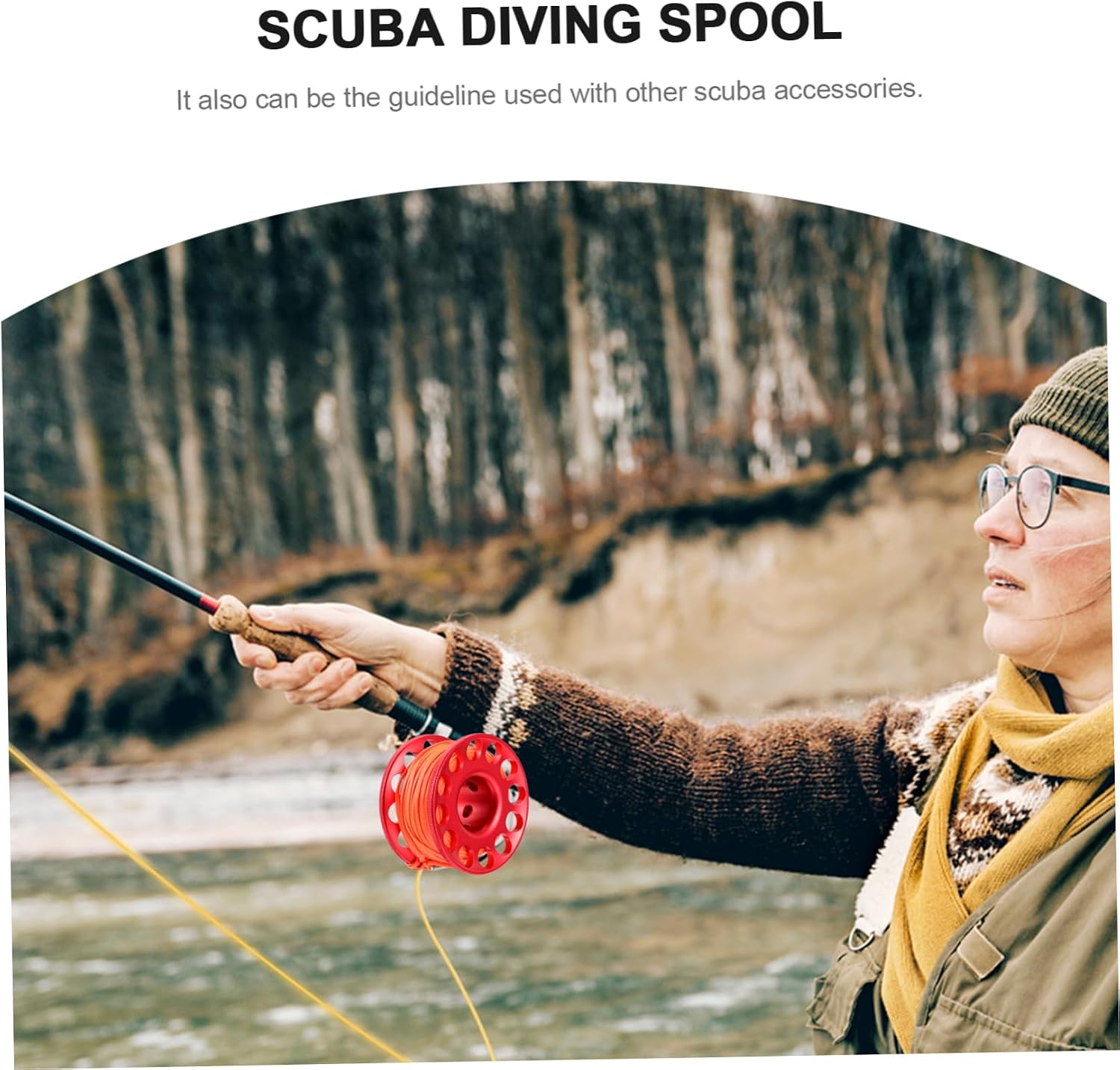 Sosoport Scuba Diving Spool with Durable Guide Line Signal Buoy Reel for Cave and Technical Diving Easy to