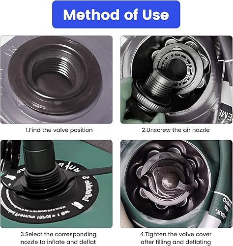 Miniatura 3 de Válvula de aire inflable para barco, 2 tapas inflables de repuesto para barco, tapones de aire en espiral, repuesto de inflado 0ne-Way para bote