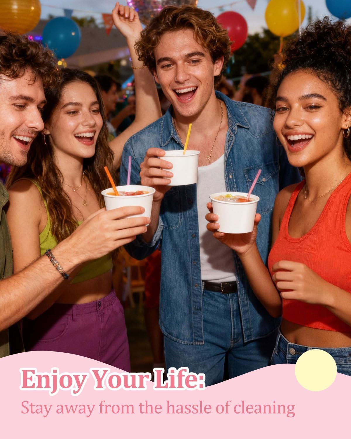 Lzerking 180 Count Ice Cream Cups Disposable 8 oz, Small White Dessert Bowls for Sundaes, Snacks, Popcorn, Soup & Parties
