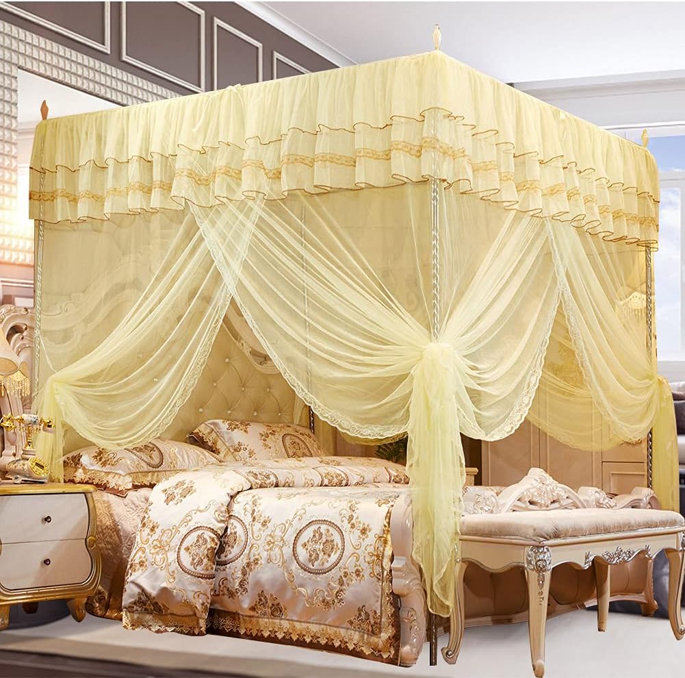 Luxury Bed Curtains Canopy, Sheer Canopy Bed Curtains, Princess Canopys Bed Curtainsly for Ladies Bedroom Decoration(No Bracket)(180 * 200 * 200)