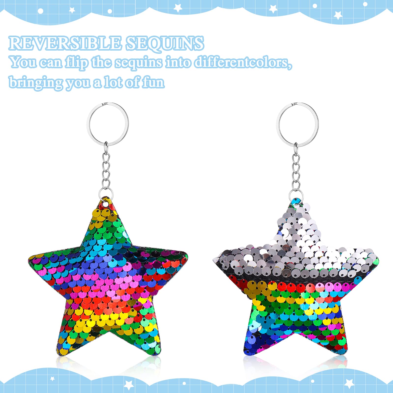 Wendbare Pailletten-Schlüsselanhänger - 10er Set Bunte Tiermotive