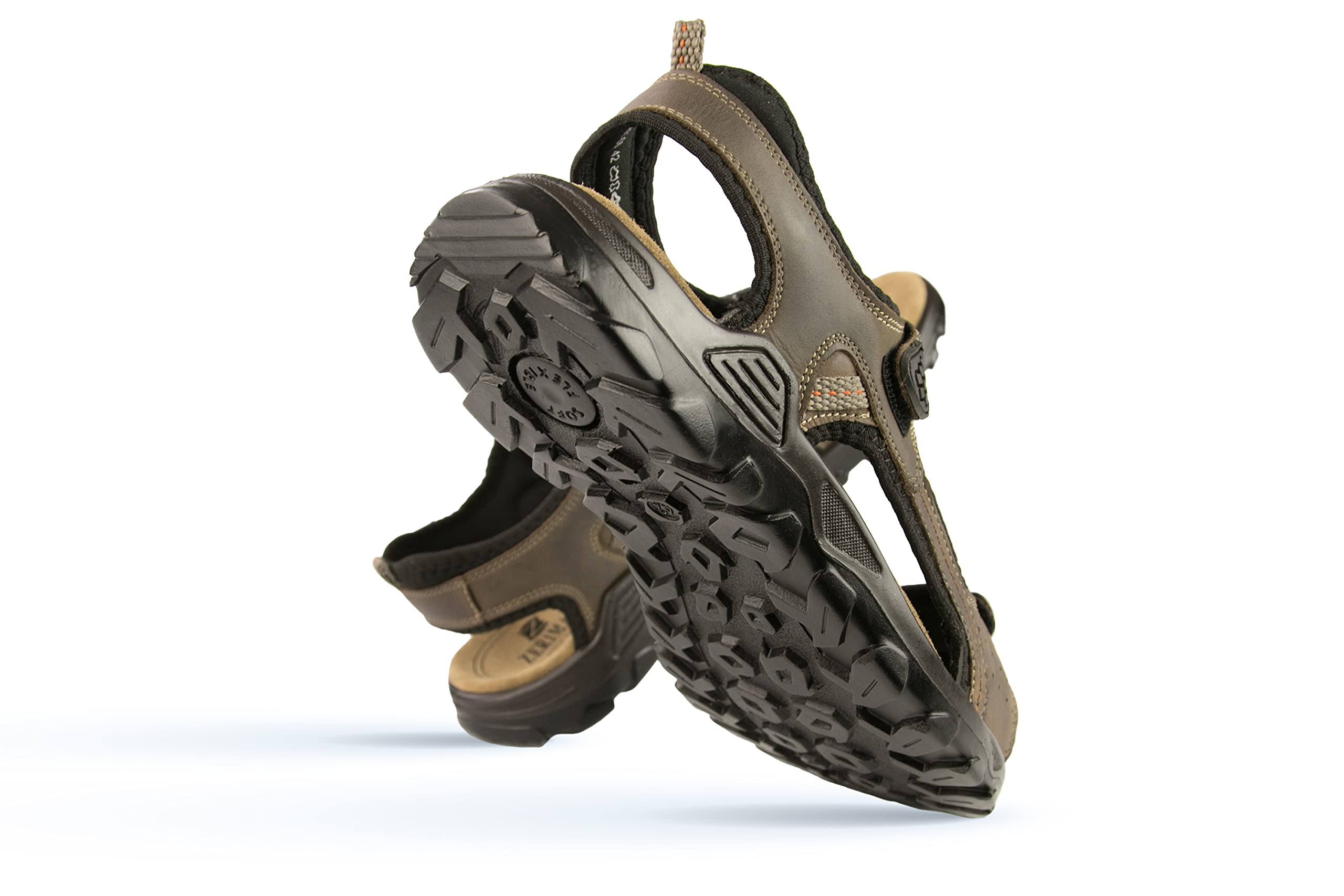 Zerimar Sandalia de Trekking para Hombre | Sandalias de Hombre de Cuero | Sandalias Deportivas Cómodas | Sandalias Cerradas con Velcro | Suela Antideslizante
