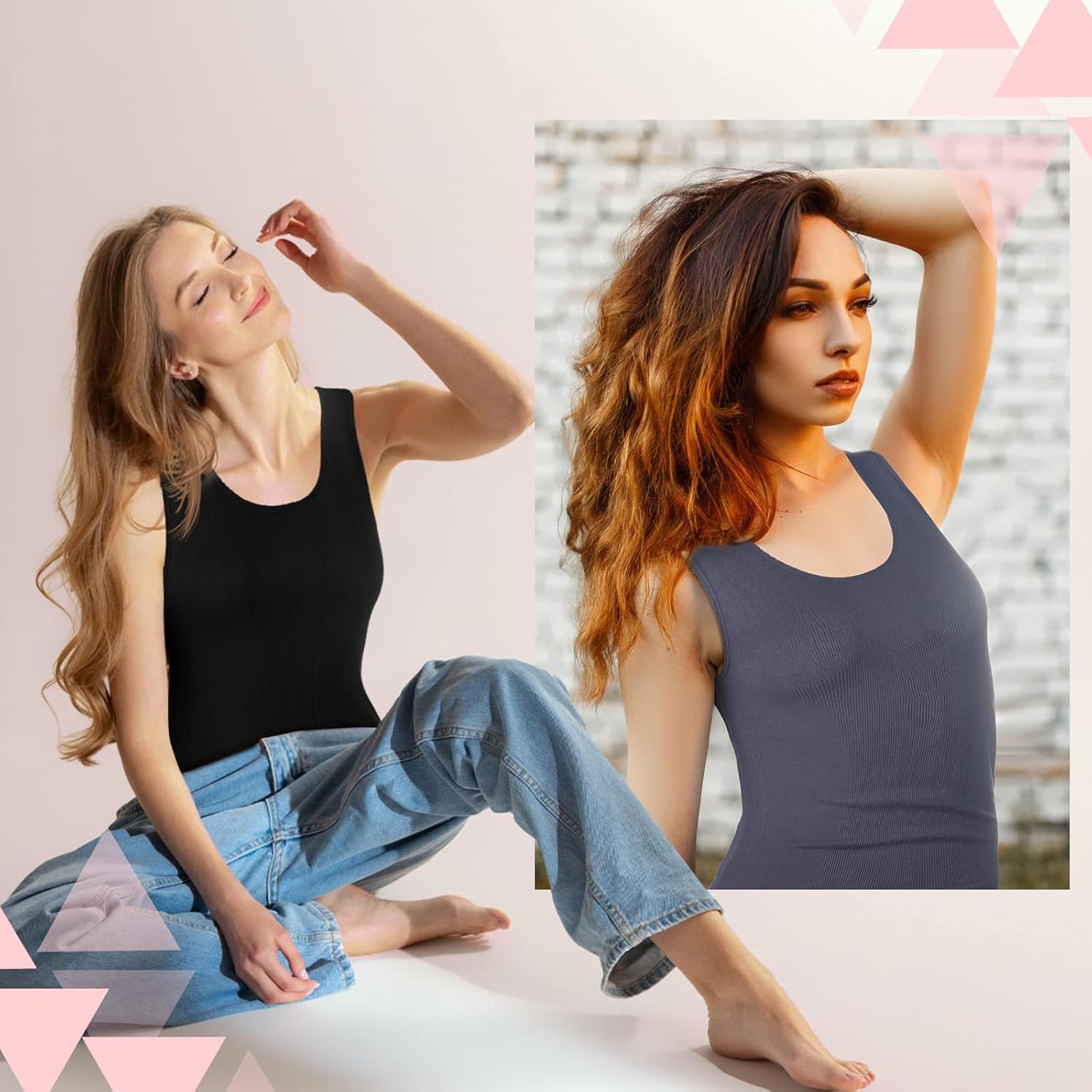 Sintege 2 Pcs Thermal Tank Top Womens Fleece Lined Underwear Tops Undershirt for Women Cotton Blend Cami Warm Base Layer Vest - Image 6