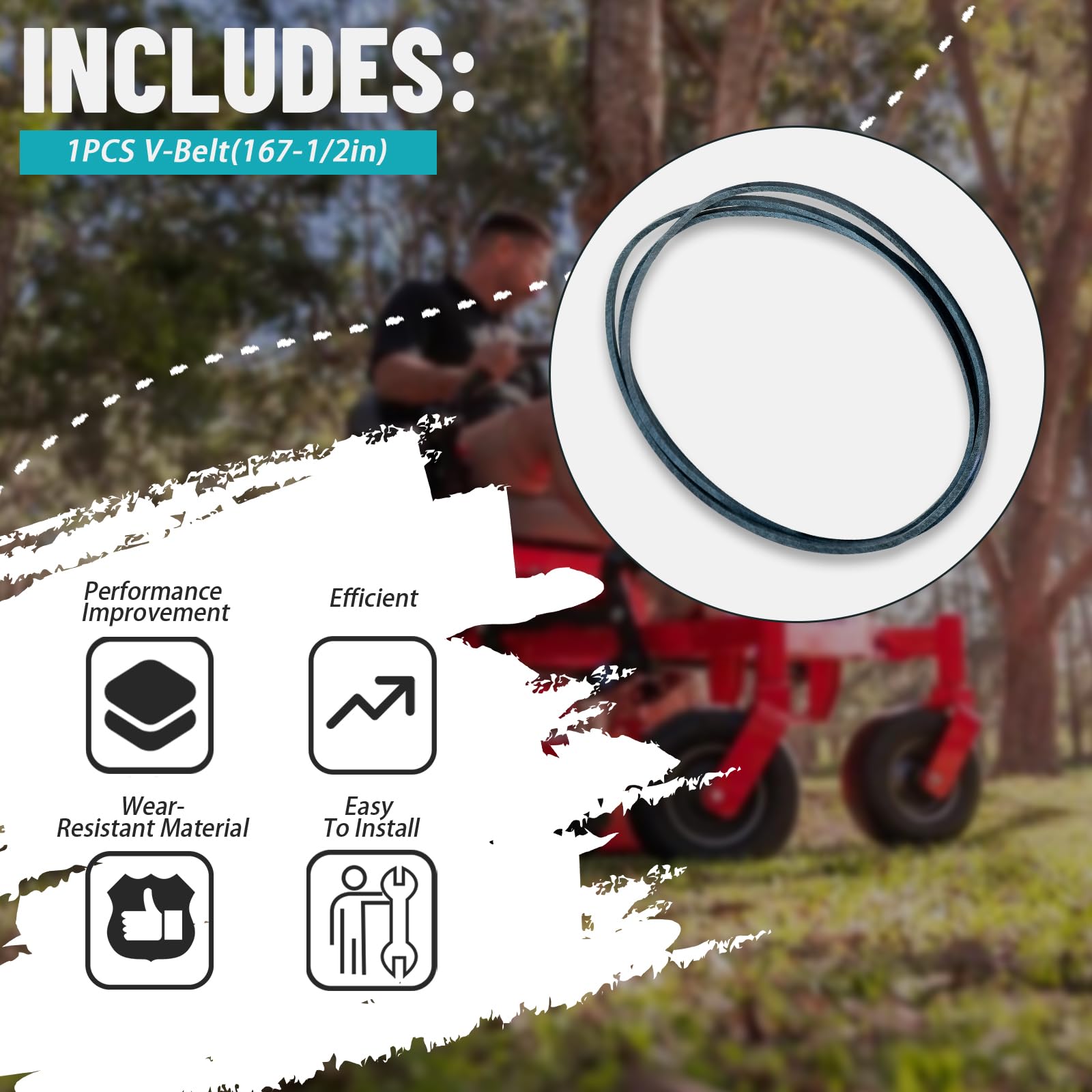 07200922 - Correa trapezoidal compatible con cortacésped Gravely ZT XL 60 de giro cero, cortacésped Ariens Ikon 60 (correa en V)