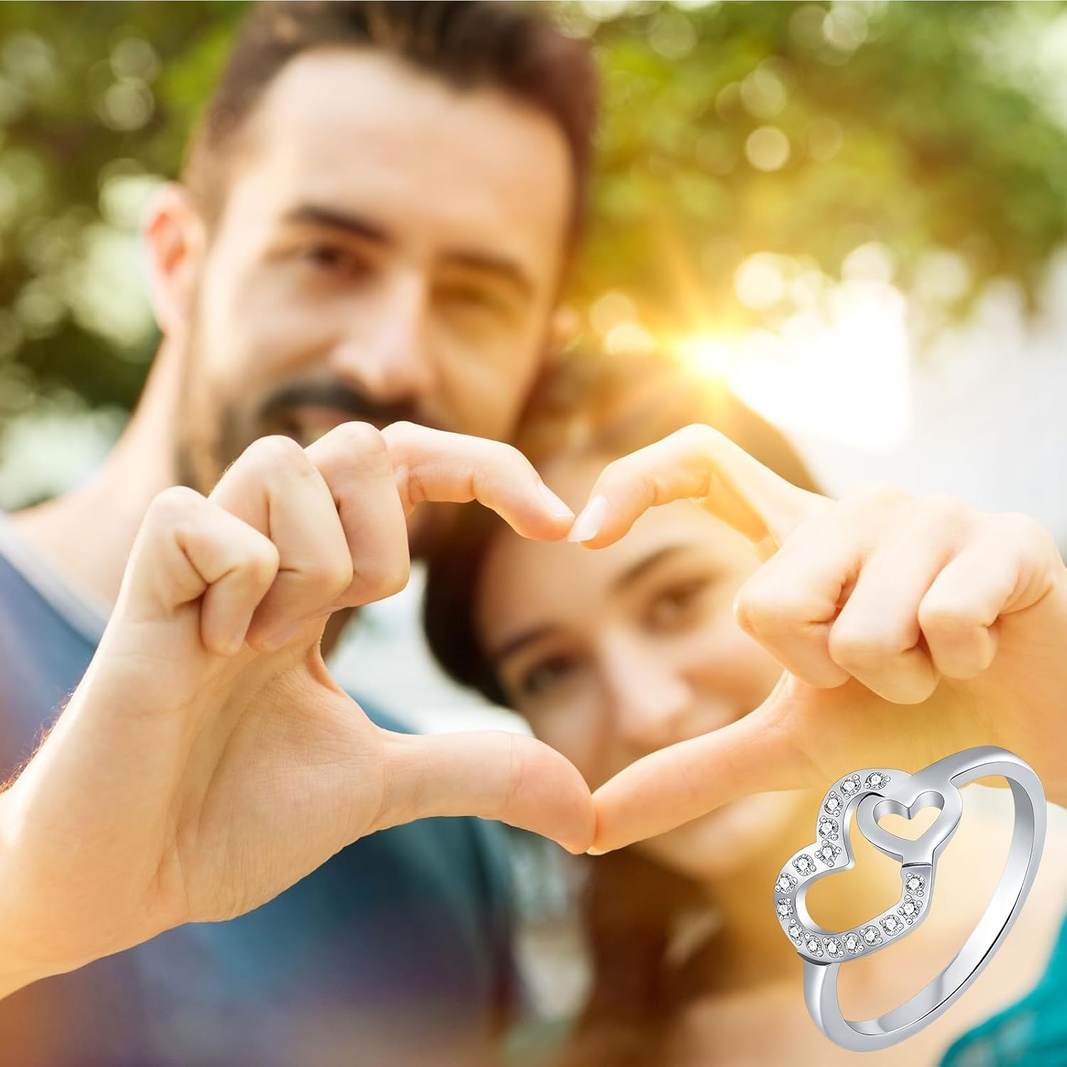 Love Heart Engagement Promise Ring - Gold Silver Tone Wedding Ring for Women Stainless Steel with CZ Size 5-9 - Image 7