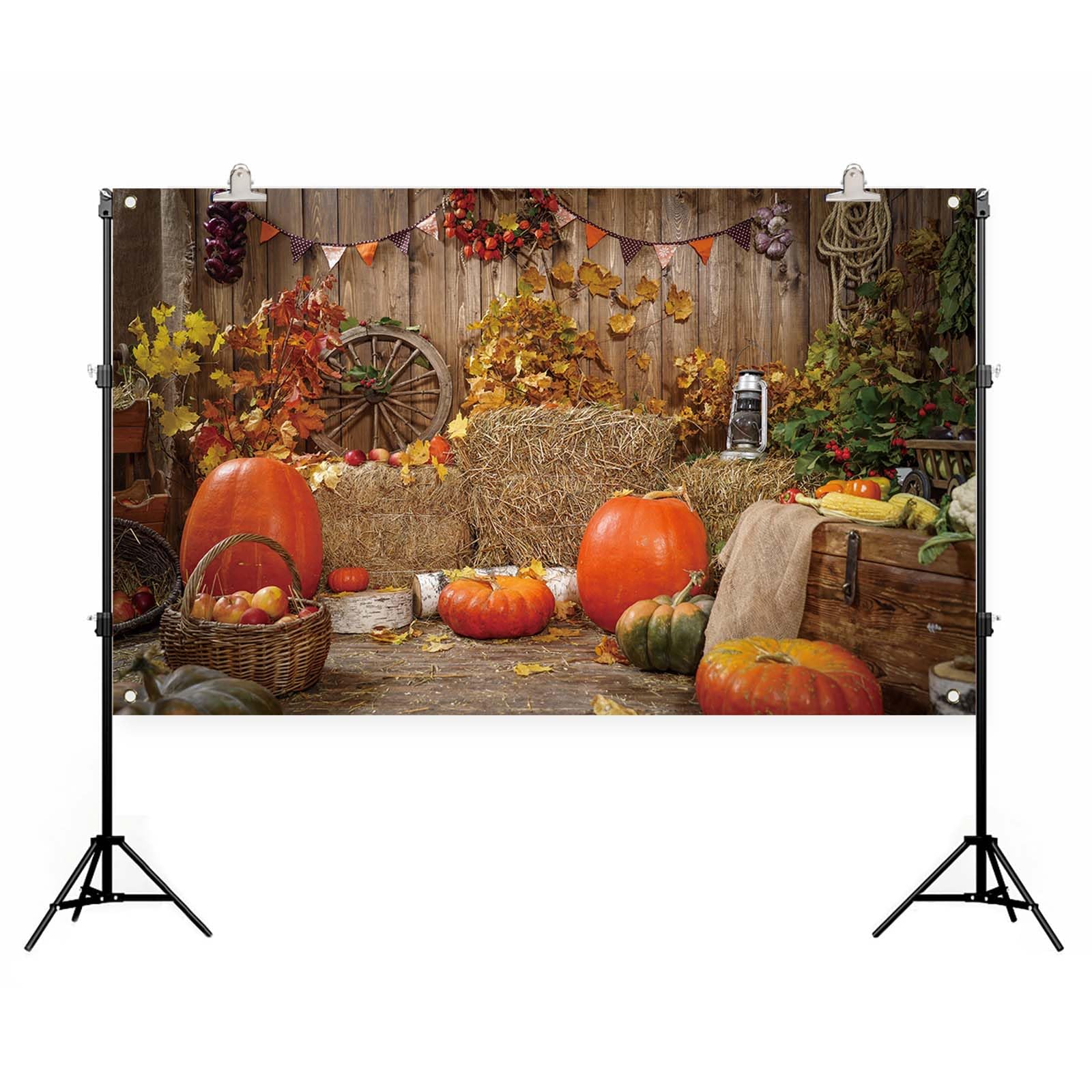 Herbst-Fotohintergrund 180x110 Cm – Polyester, Wasserdicht, Mit Kürbissen & Blättern, Für Fotoshootings, Erntedank, Party